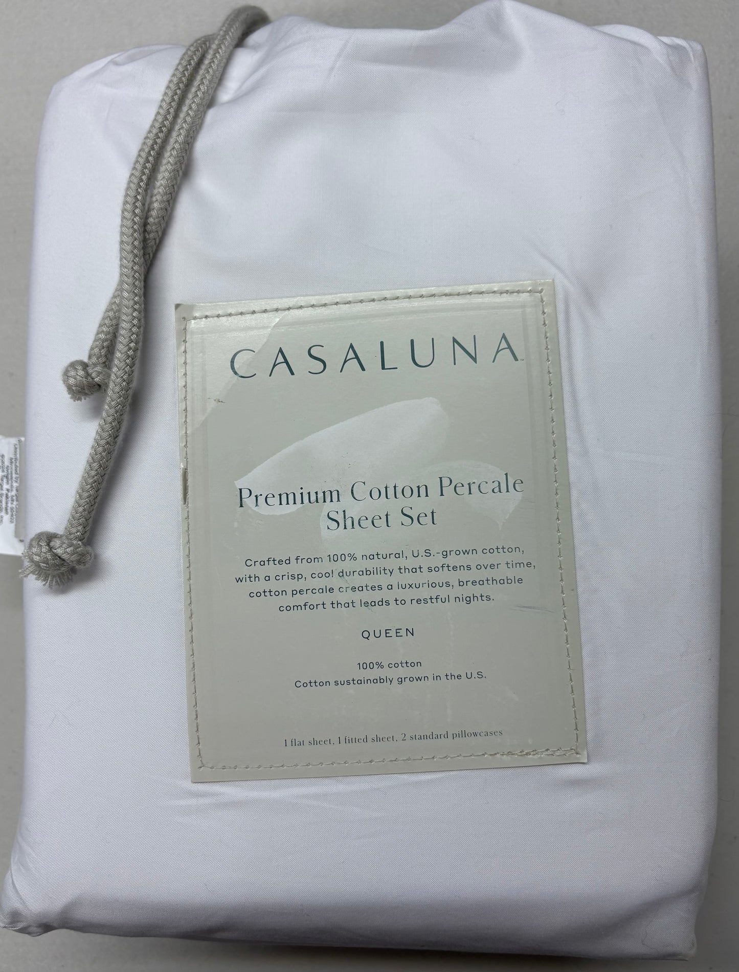 Casaluna Queen Premium Cotton Percale Sheet Set, New