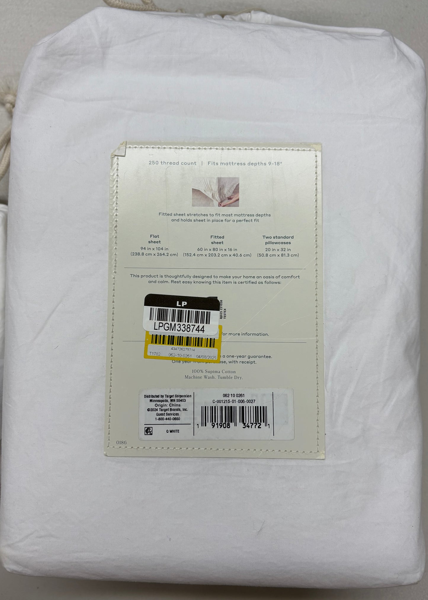 Casaluna Queen Supima Percale Cotton Sheet & Pillowcase Sets Bundle, New