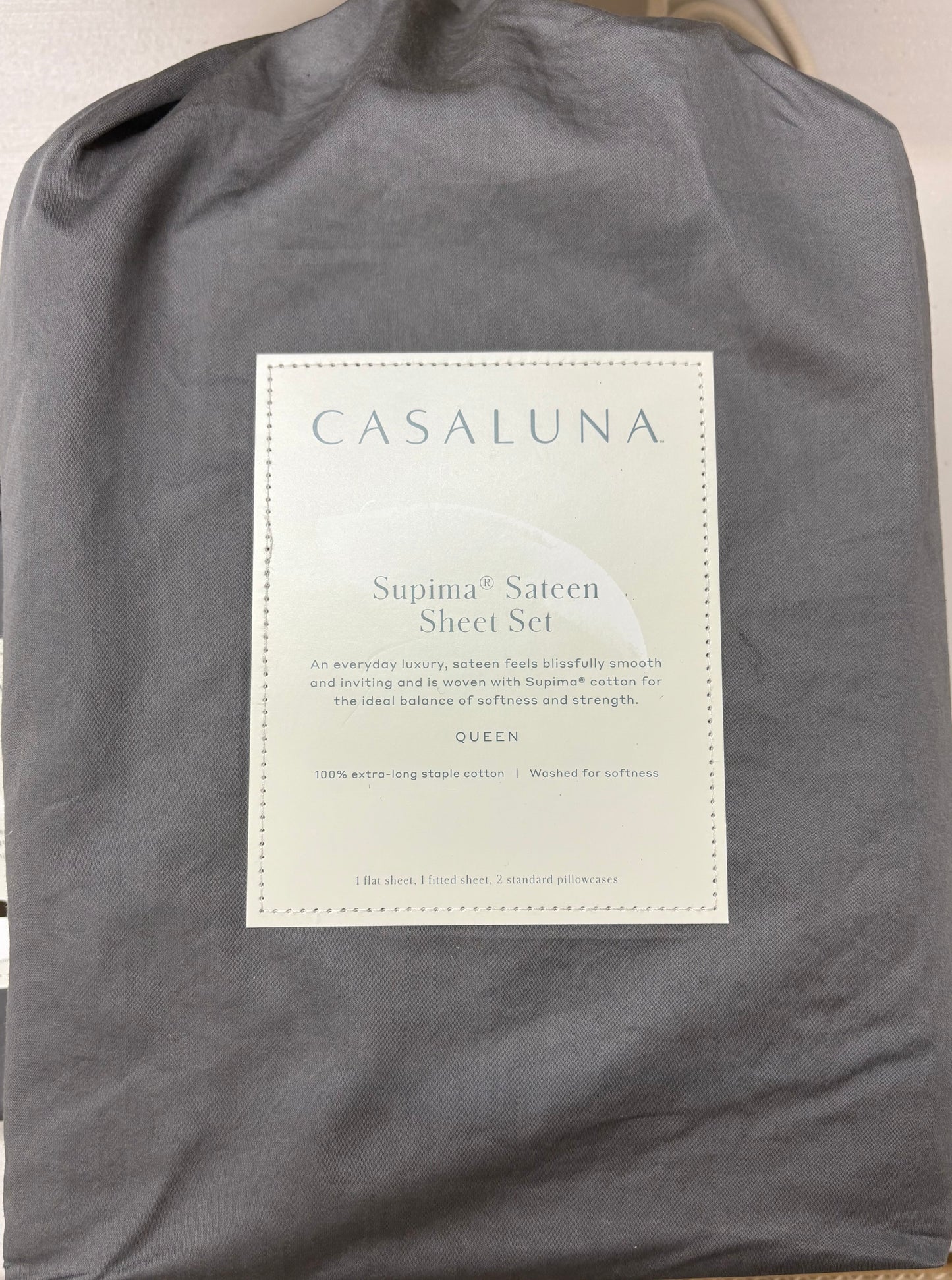 Casaluna Queen Supima Sateen Sheet & Pillowcase Set, New