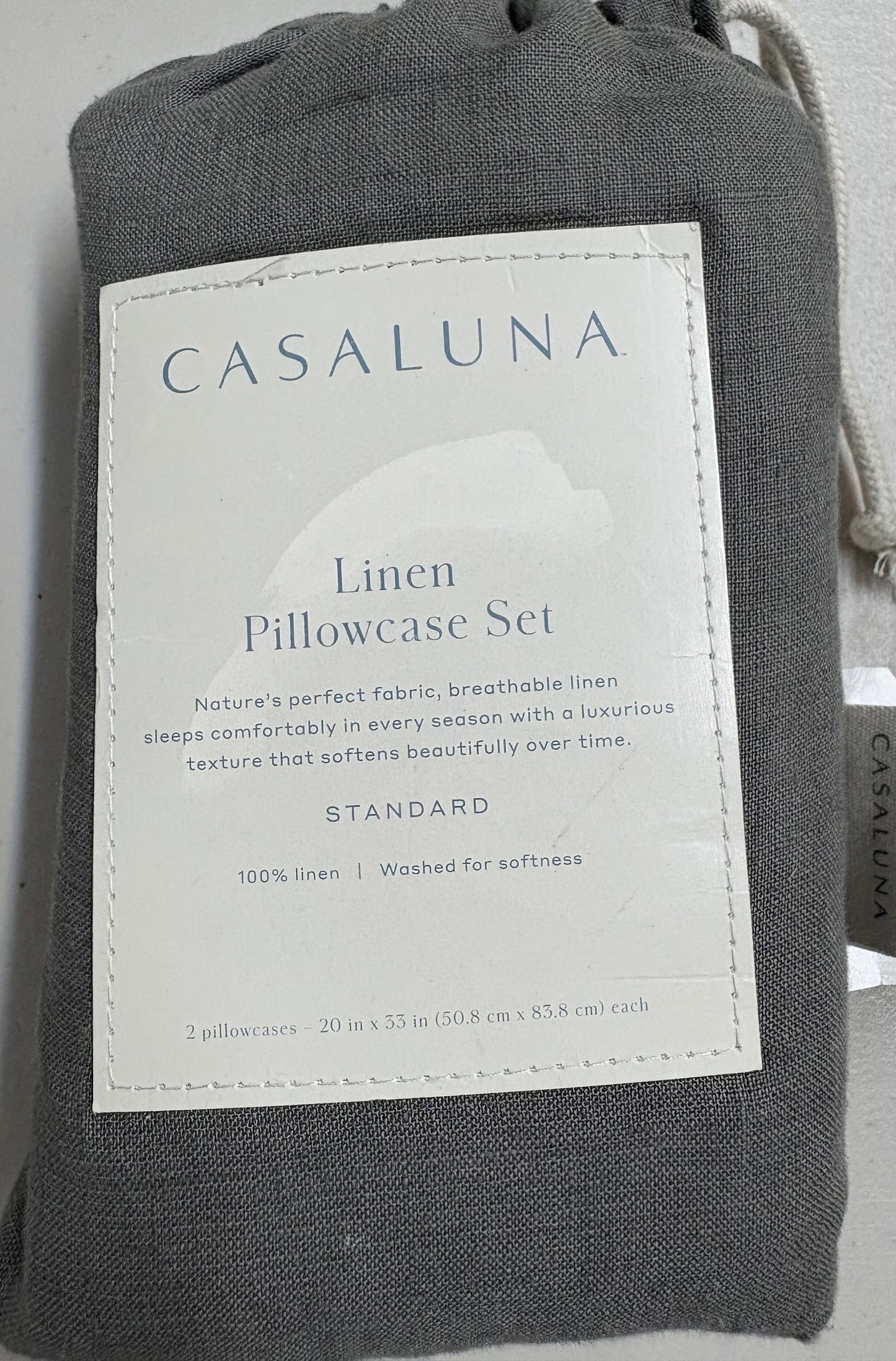 Casaluna Standard 100% Linen Pillowcase Set, New