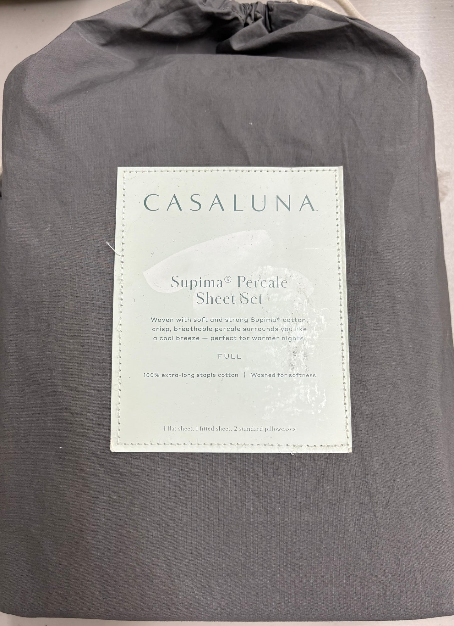 Casaluna Full Supima Percale Cotton Sheet & Pillowcase Sets Bundle, New