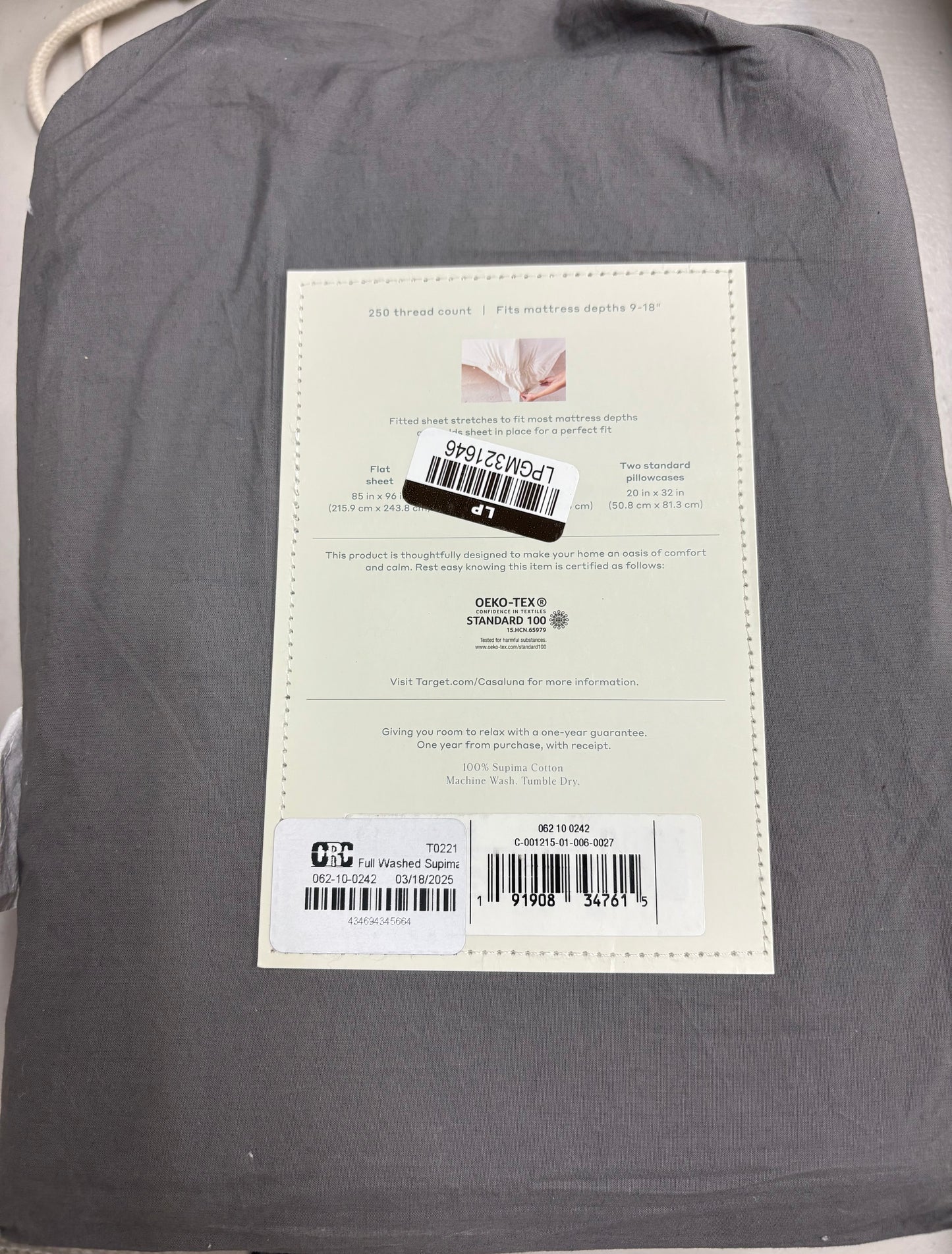 Casaluna Full Supima Percale Cotton Sheet & Pillowcase Sets Bundle, New