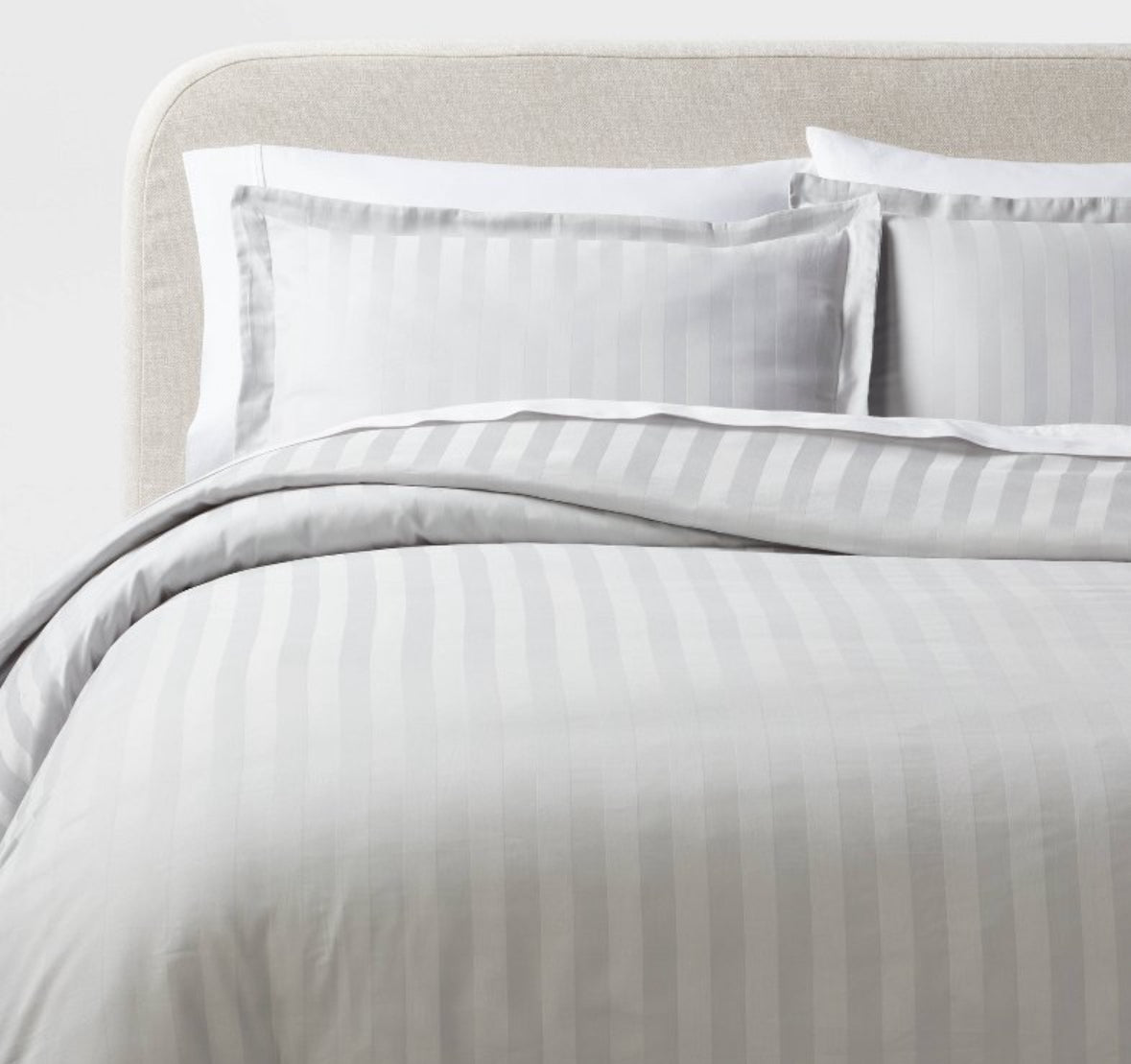 Threshold King Luxe Striped Damask Duvet Set, New