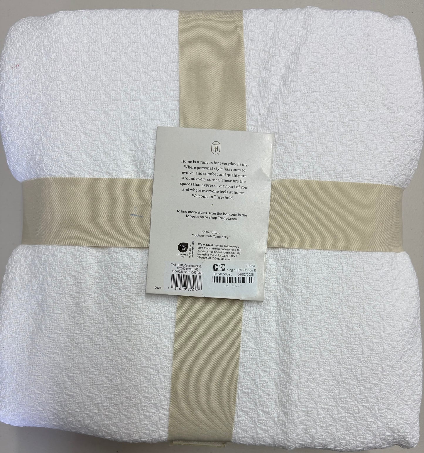 Threshold King 100% Cotton Bed Blanket, New