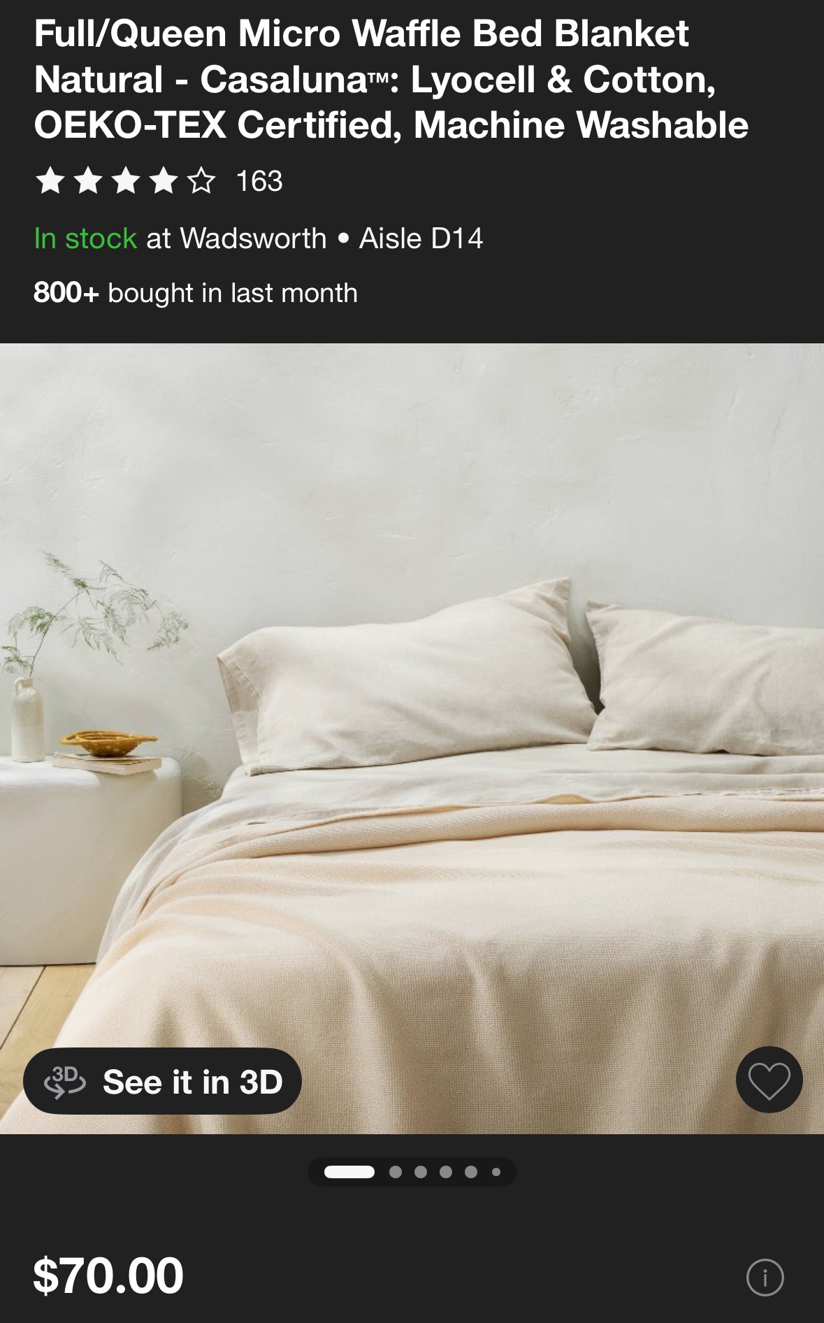Casaluna Full/Queen Micro Waffle Bed Blanket, New