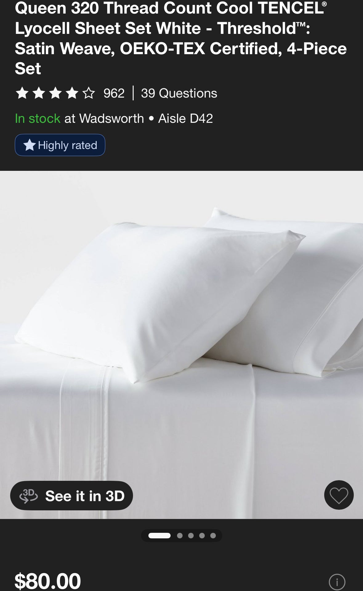 Threshold Queen Cool Tencel Lyocell Sheet Set, New