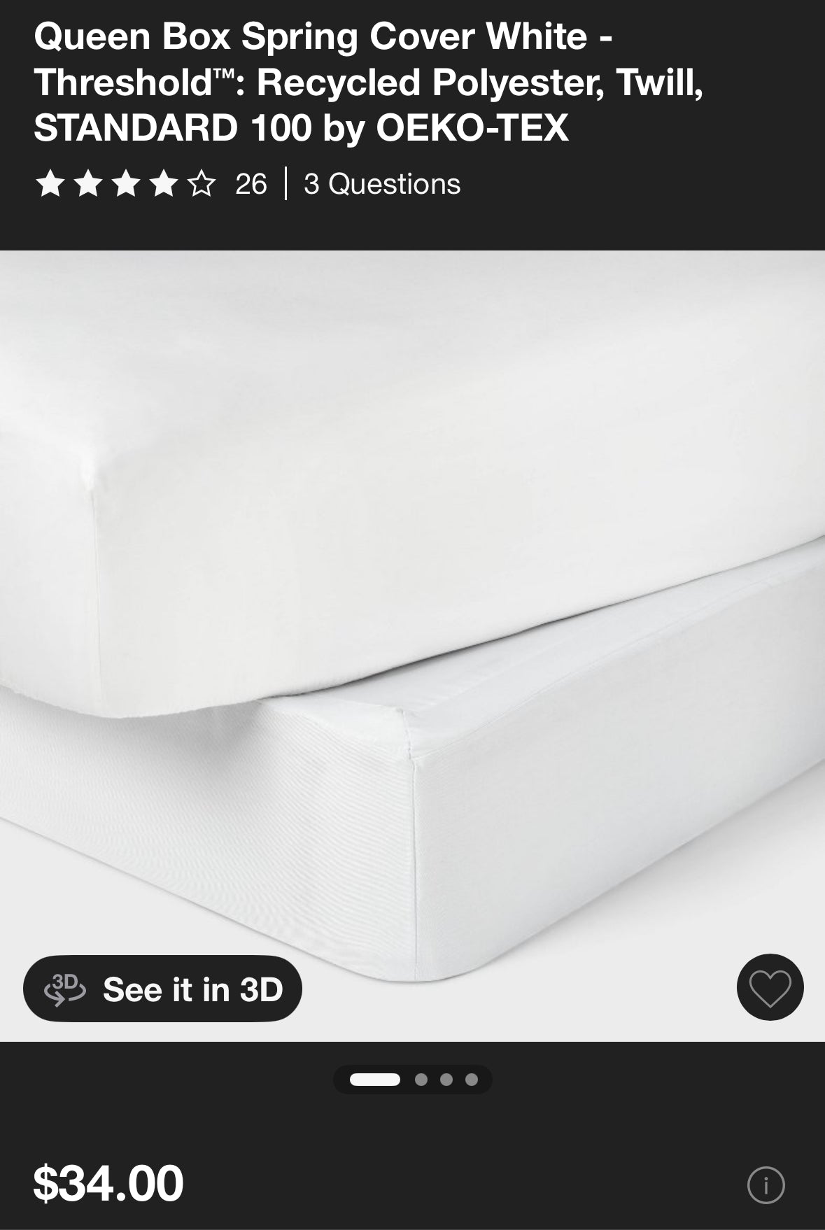 Threshold Queen Box Spring Cover, New