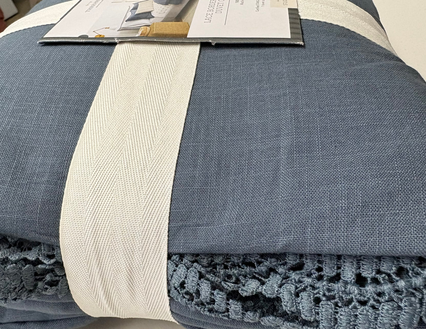 Studio McGee California King Lace Border Duvet Cover, New