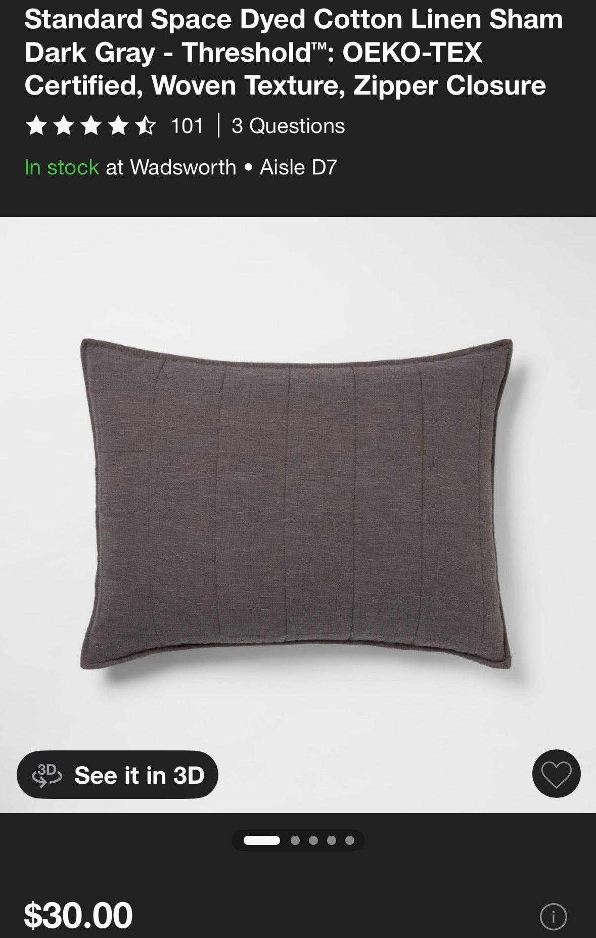 Threshold Full/Queen Space Dyed Cotton Linen Quilt & Sham Set, New