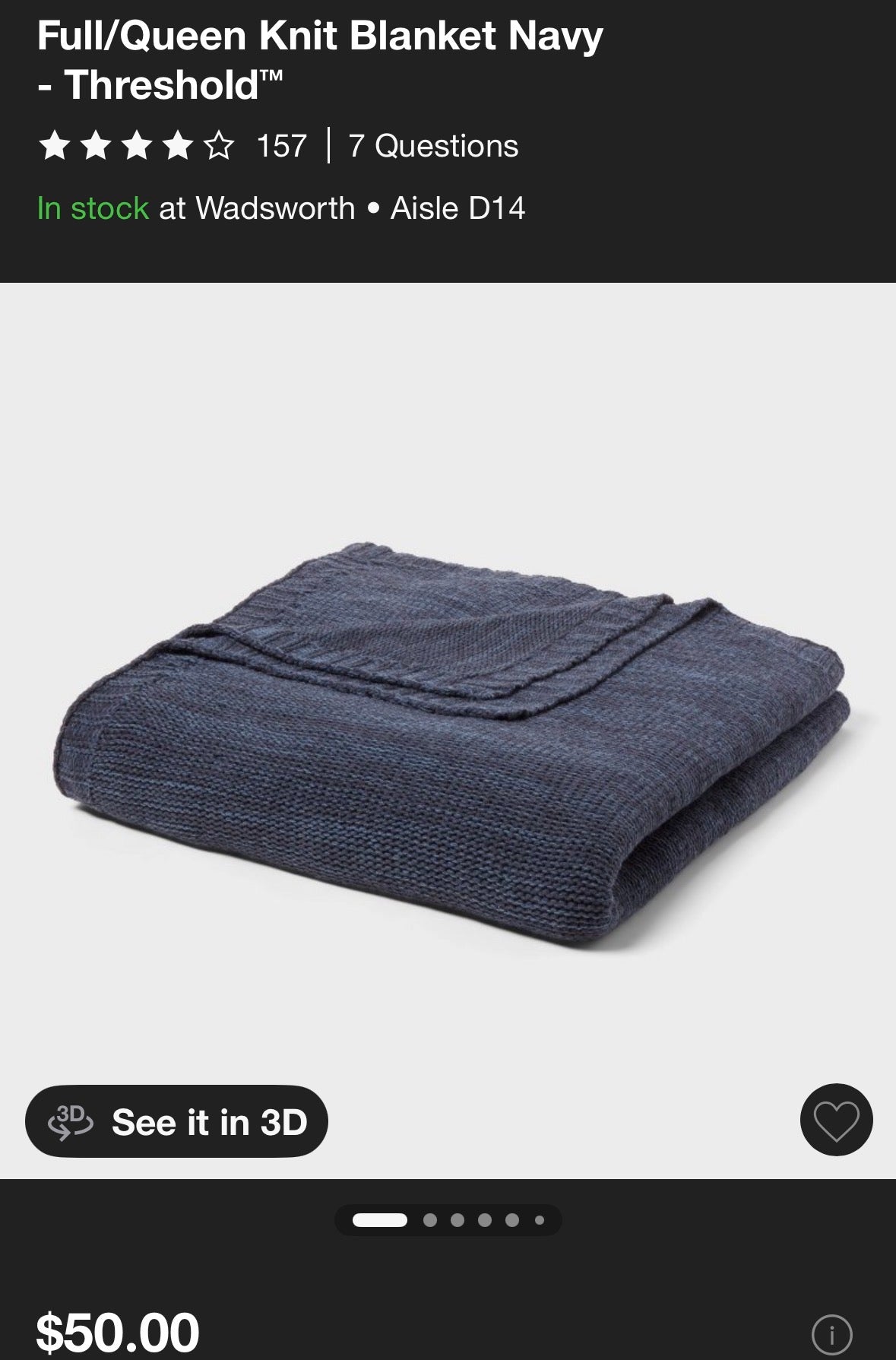 Threshold Full/Queen Sweater Knit Bed Blanket, New