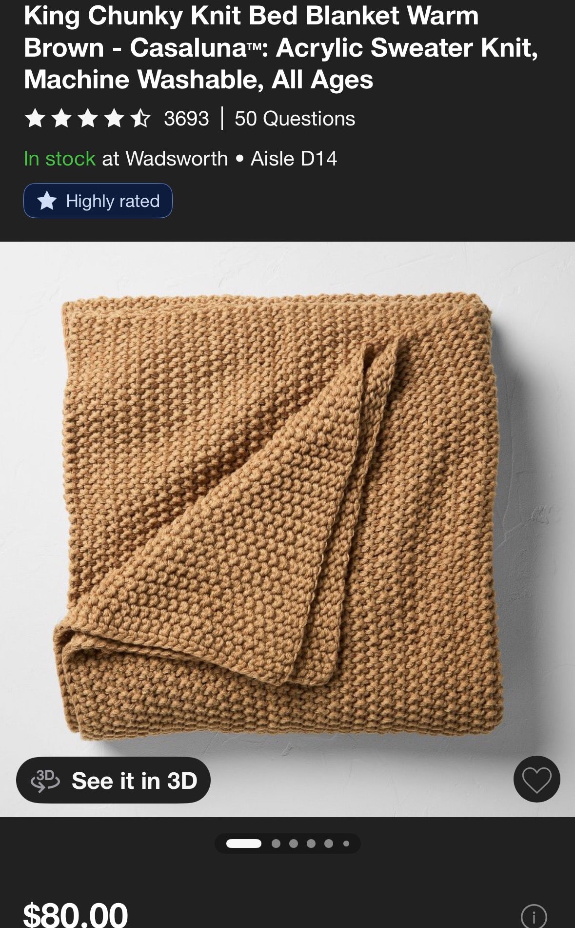 Casaluna King Chunky Knit Bed Blanket, New