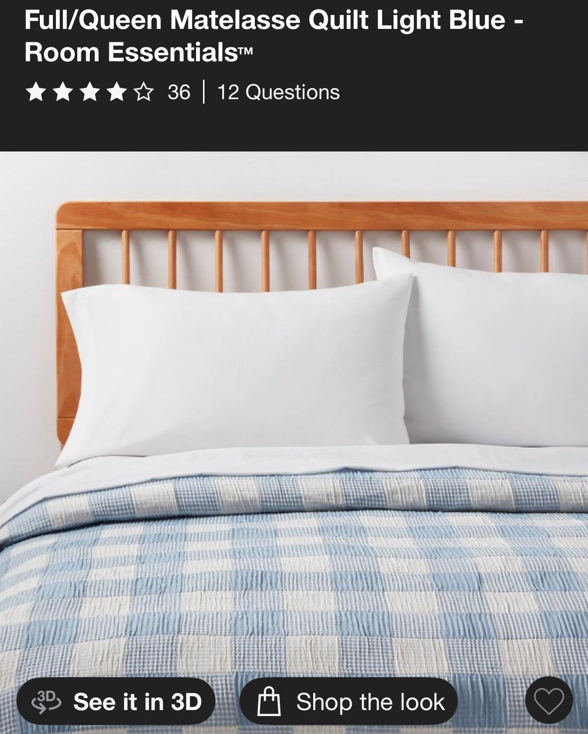 Room Essentials Full/Queen Matelasse Plaid Quilt, New