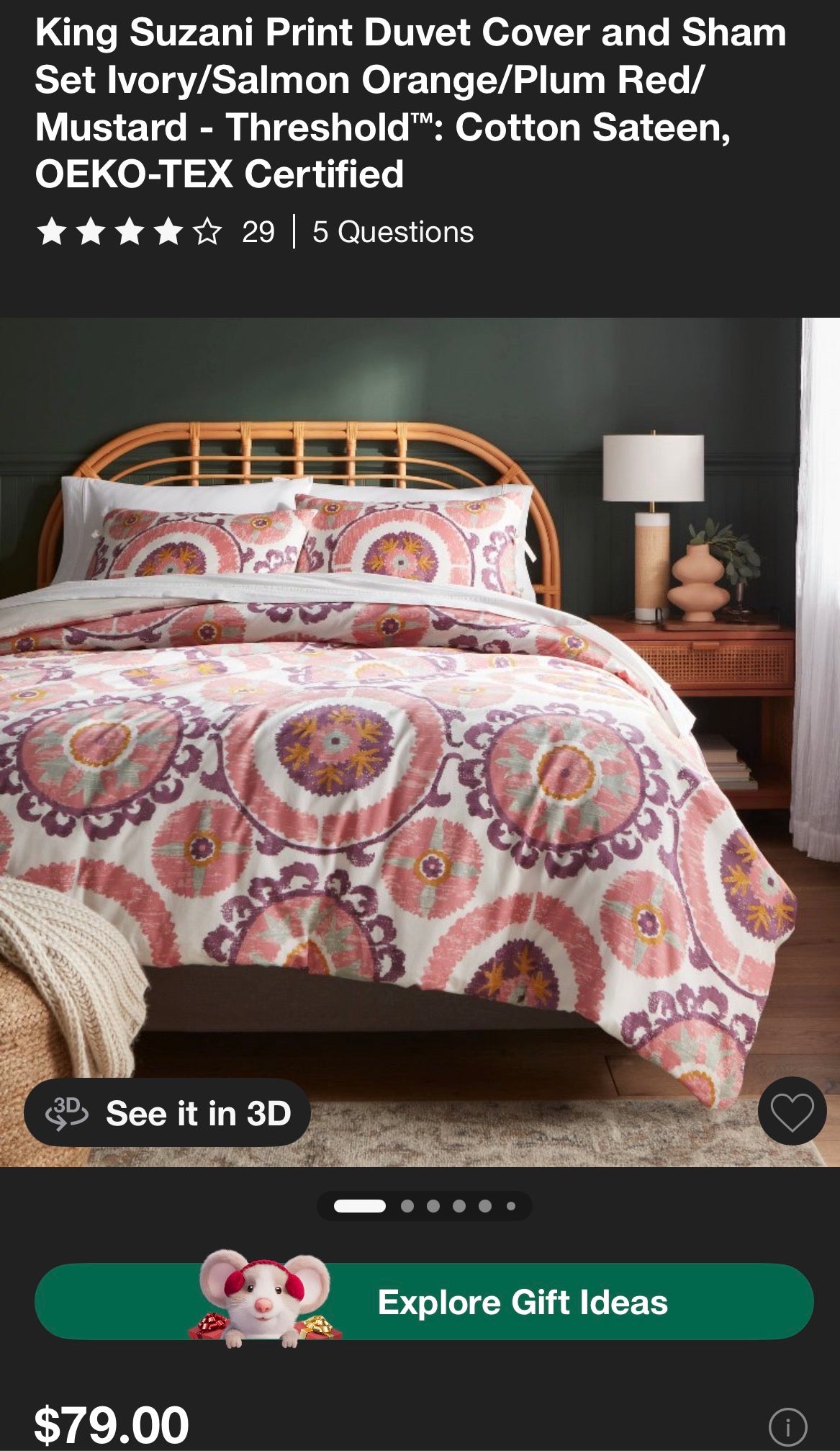 Threshold King Suzani Cotton Sateen Duvet Set, New