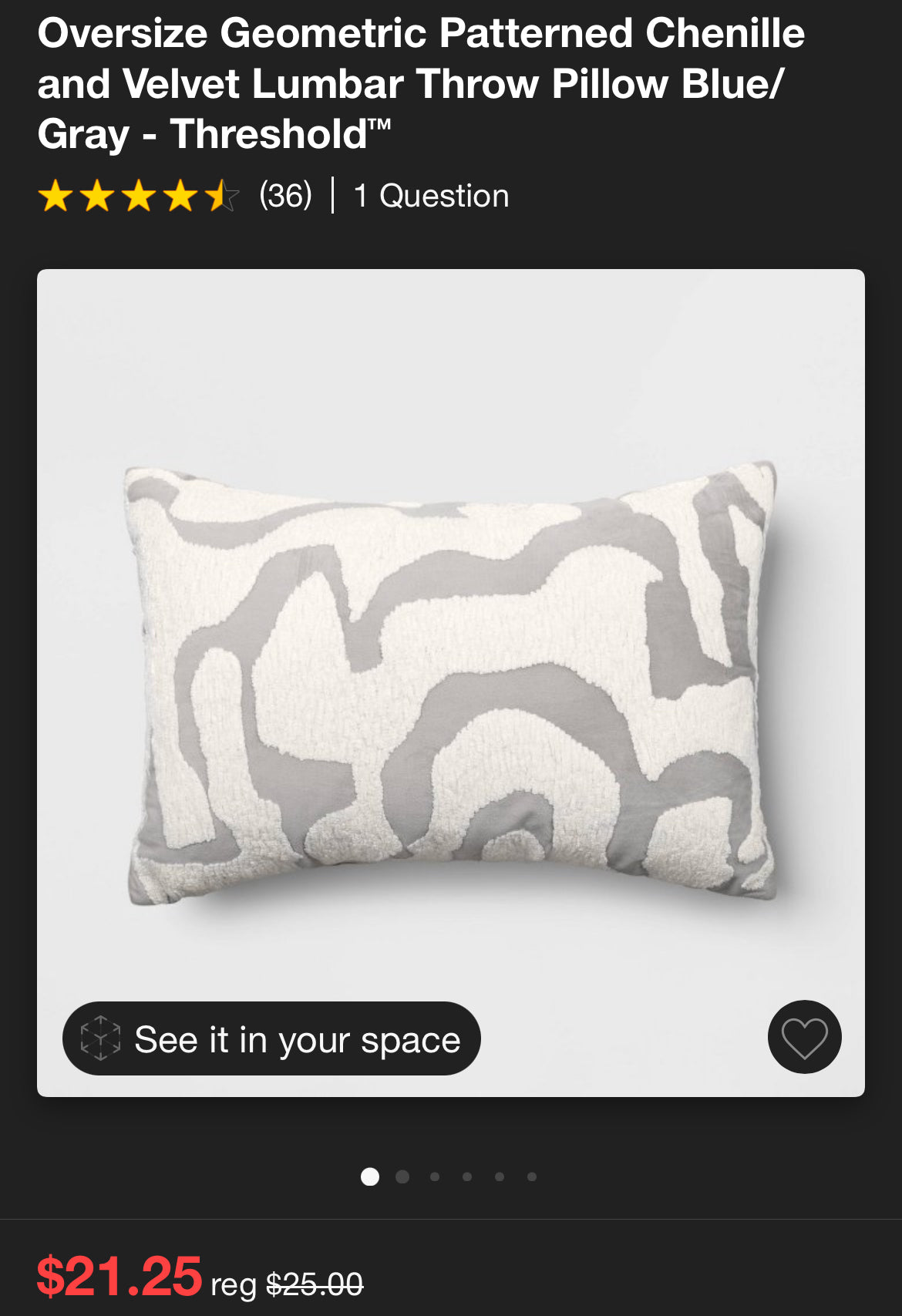 Threshold 14"x20" Oversized Geometric Chenille & Velvet Throw Pillow, New