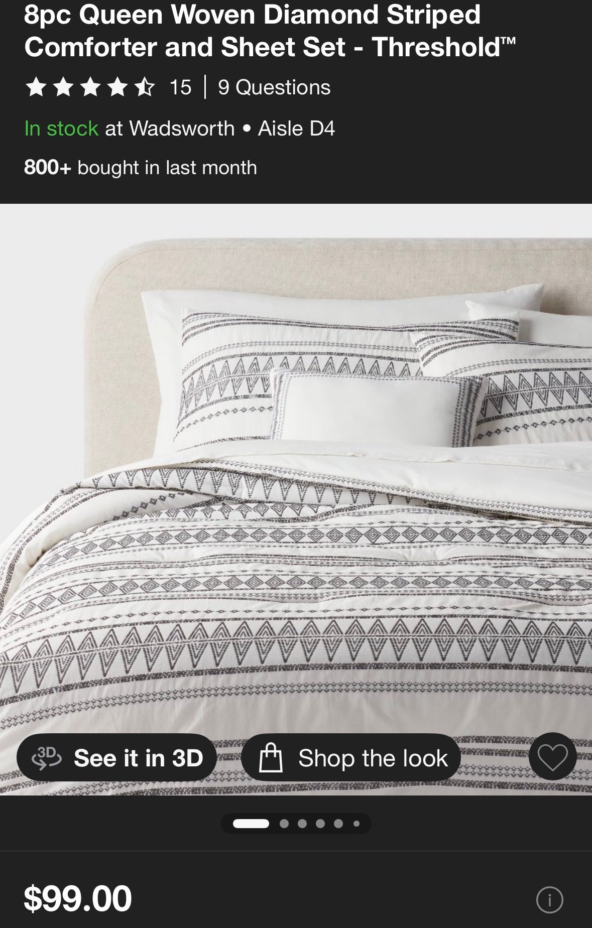 Threshold Queen 8 pc. Woven Diamond Comforter Set, New