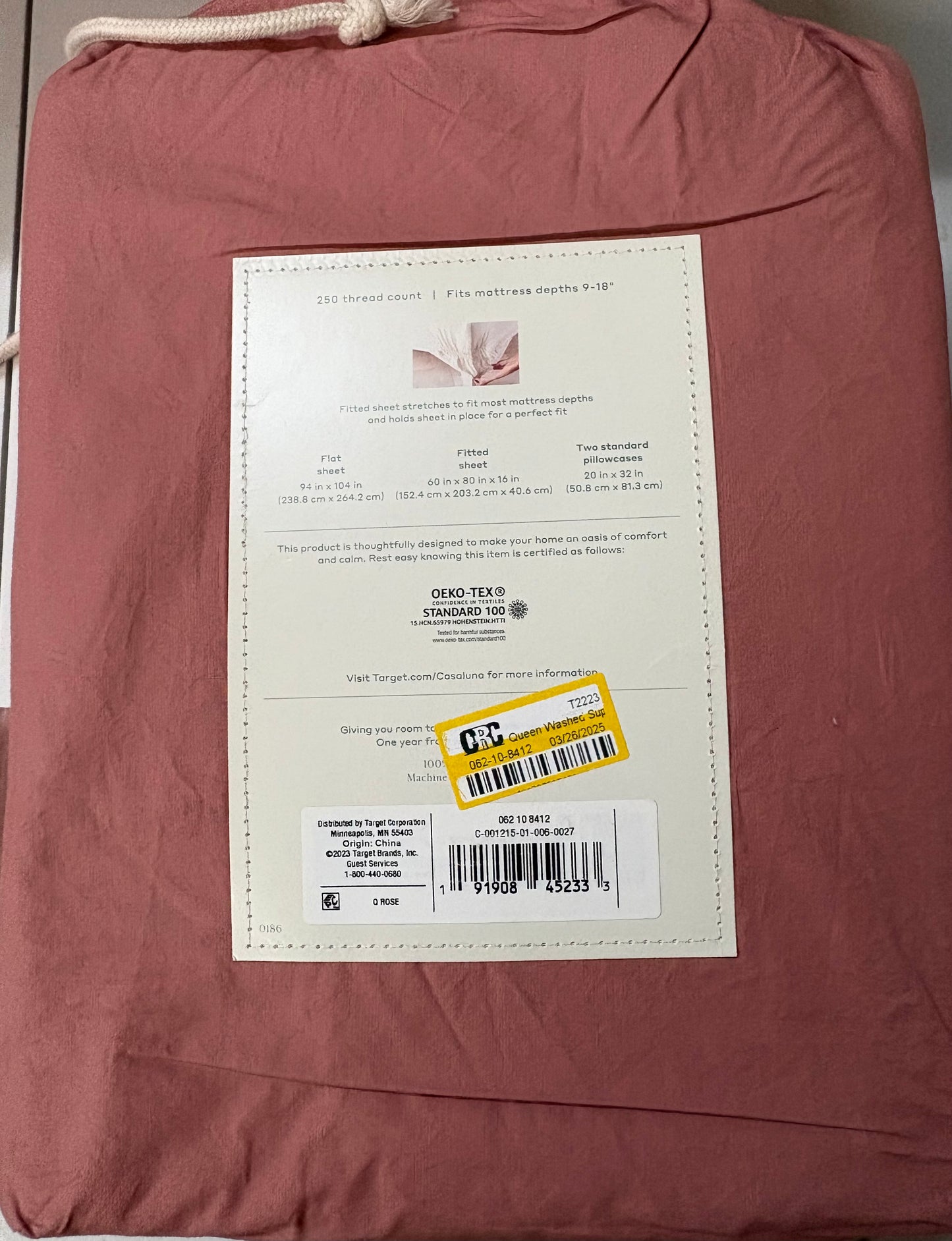 Casaluna Queen Supima Percale Cotton Sheet Set, New