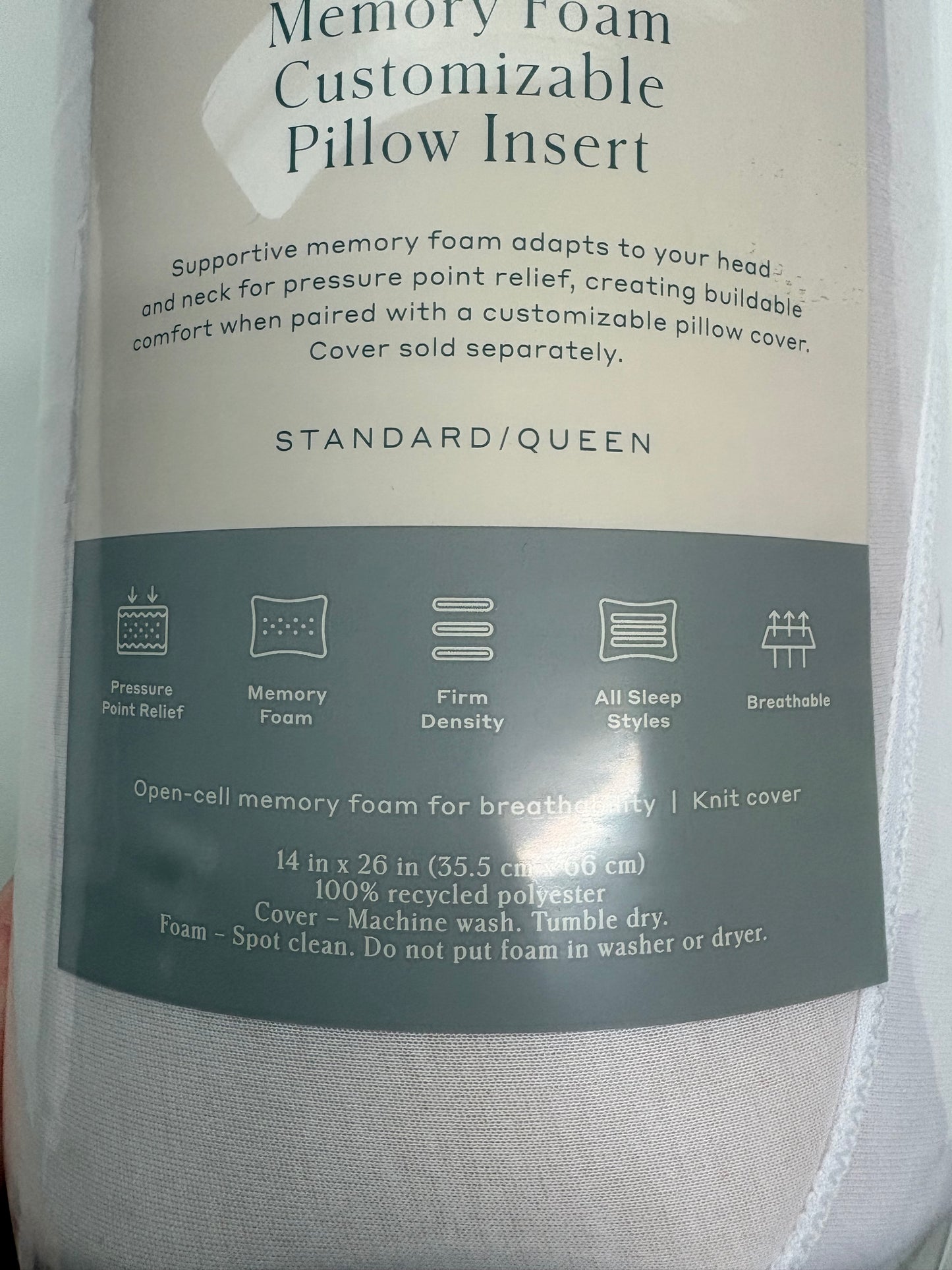 Casaluna Standard/Queen Memory Foam Pillow Insert, New