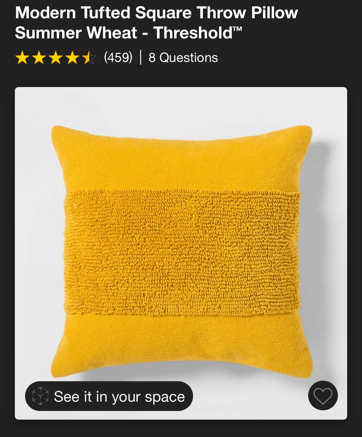 Threshold 18"x18" Modern Tufted Square Throw Pillow, New