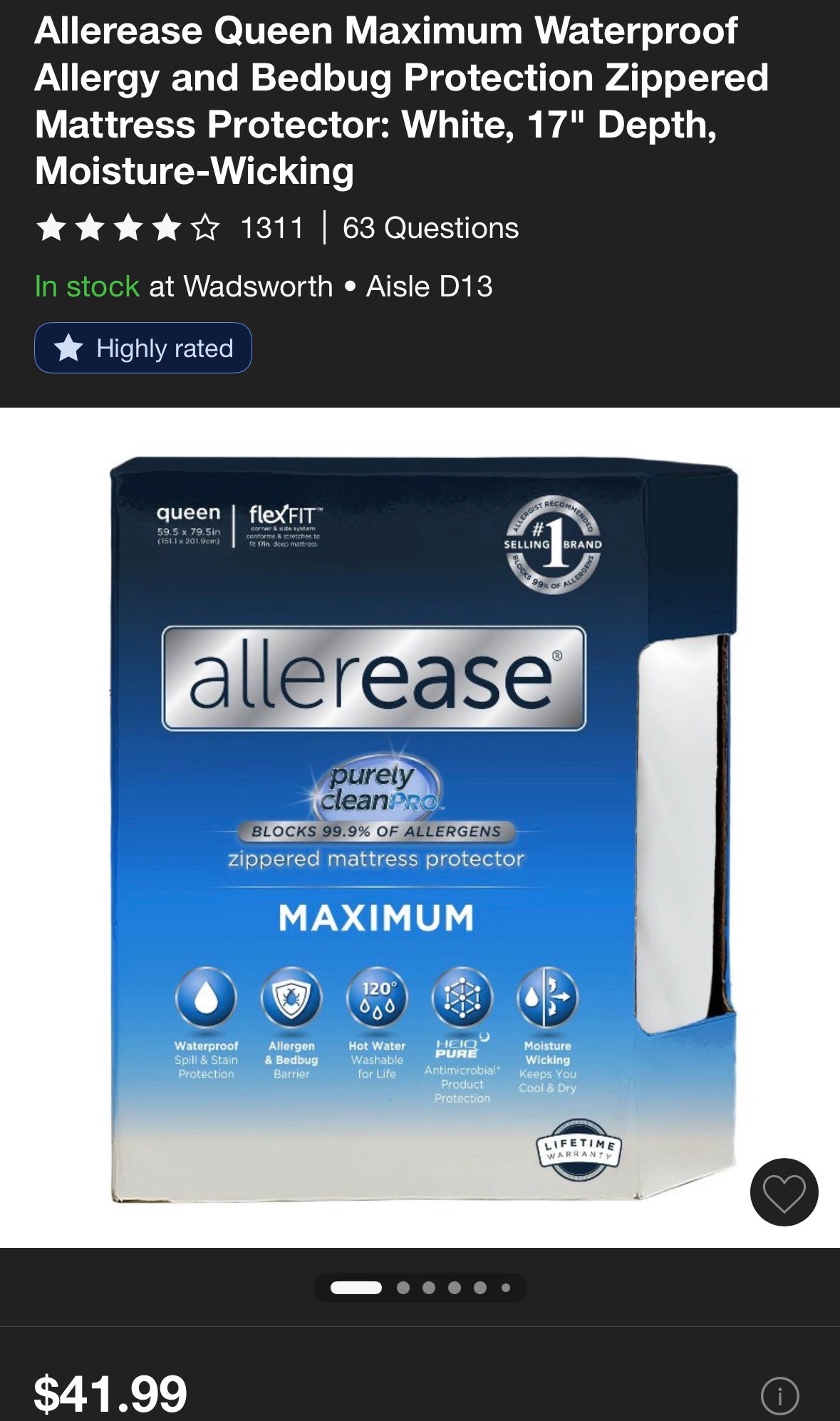Allerease Queen Zippered Mattress Protector, New