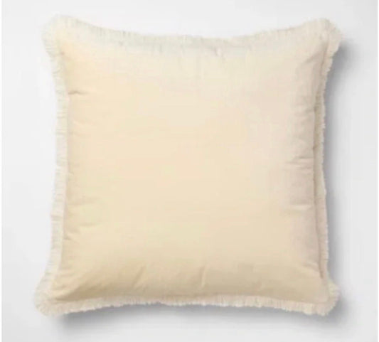 Threshold 24”x24” Oversized Velvet Fringe Throw Pillow Set, New