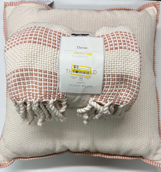 Studio McGee 24"x24" Throw Pillows & Throw Blanket Bundle, New