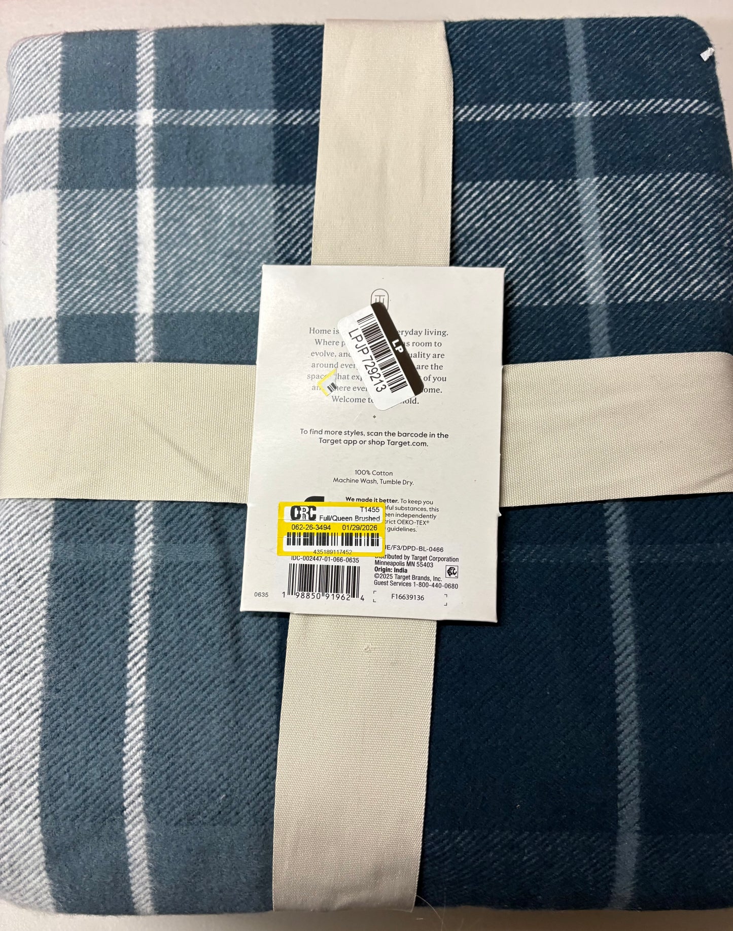 Threshold Full/Queen Brushed Cotton Bed Blanket, New