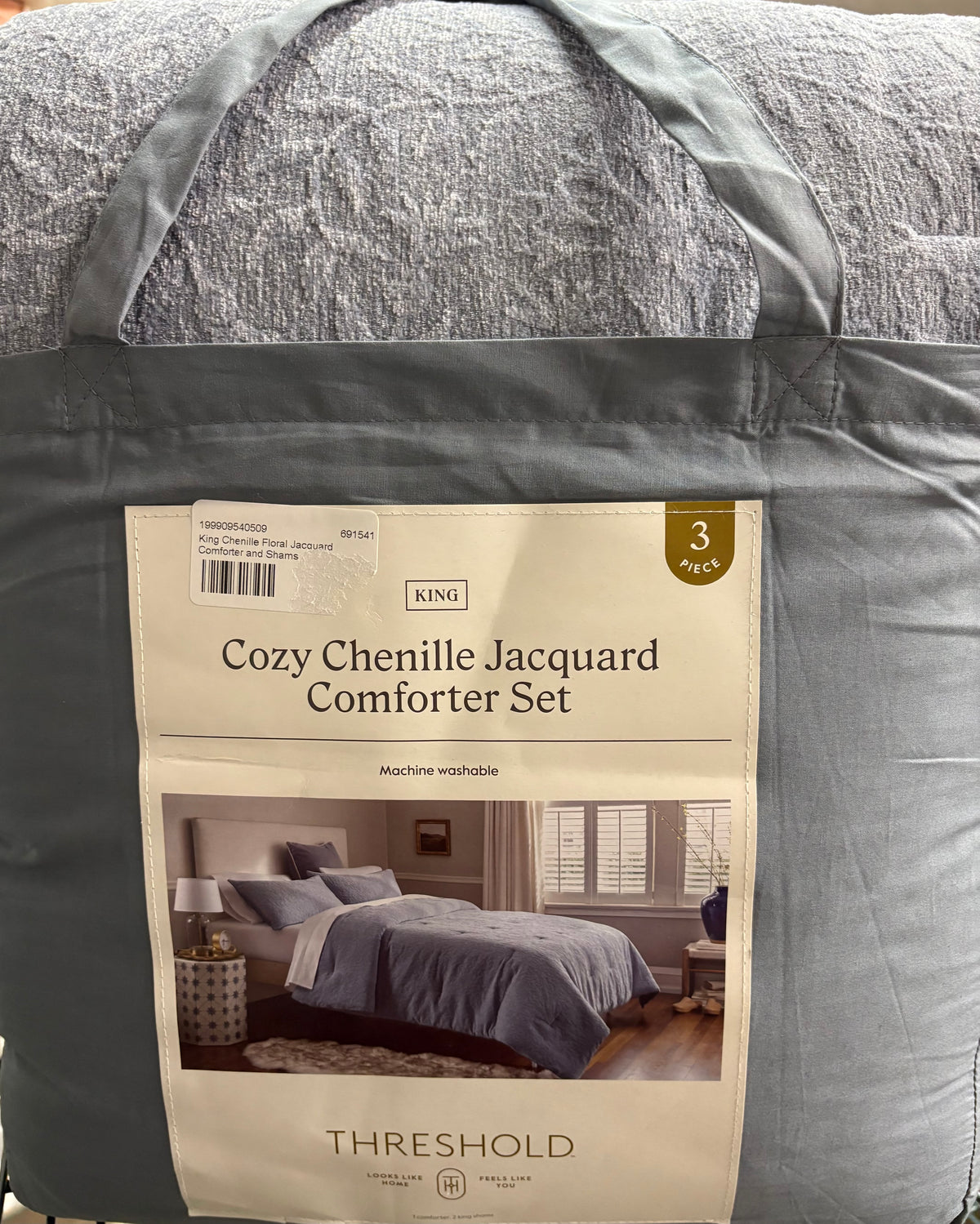 Threshold King Chenille Floral Jacquard Comforter Set, New