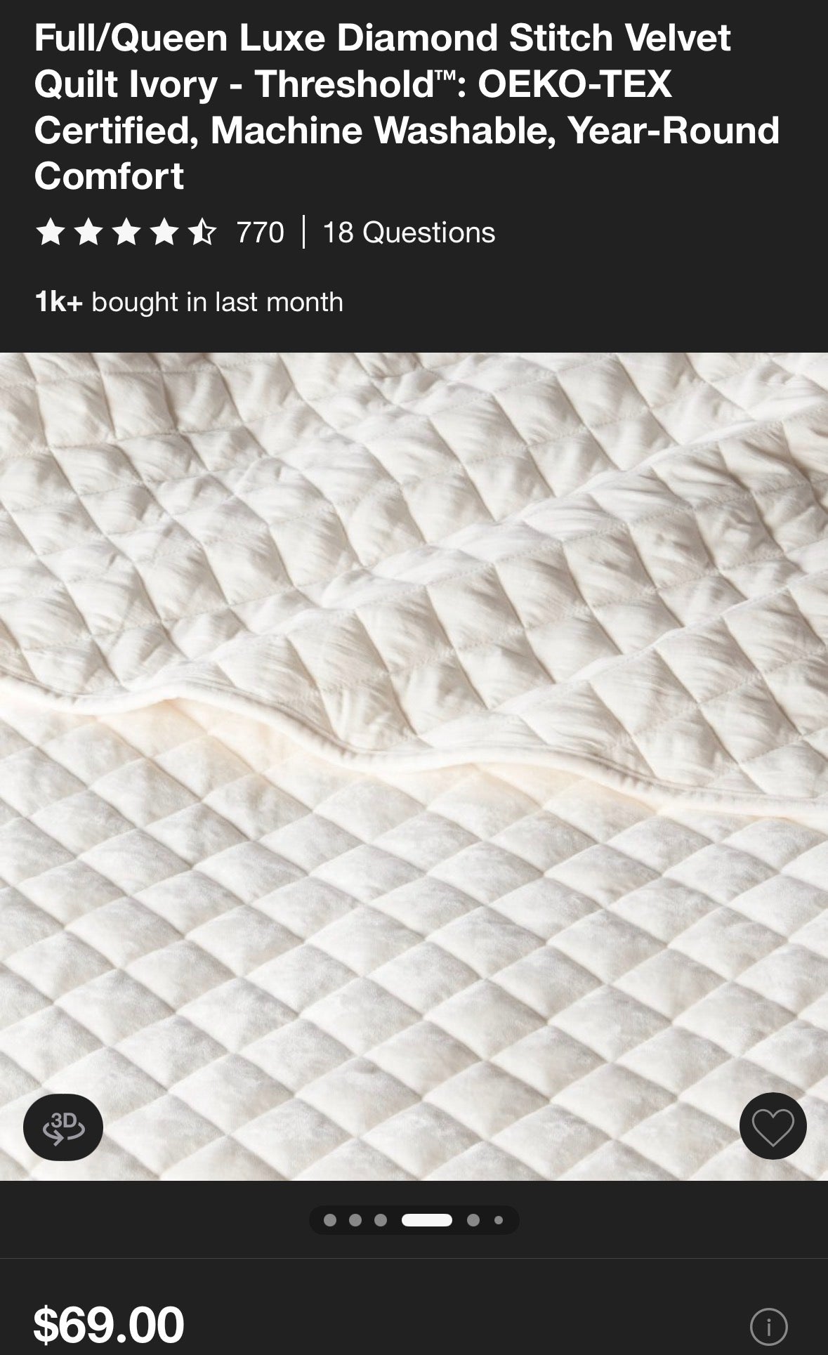 Threshold Full/Queen Luxe Velvet Quilt, New