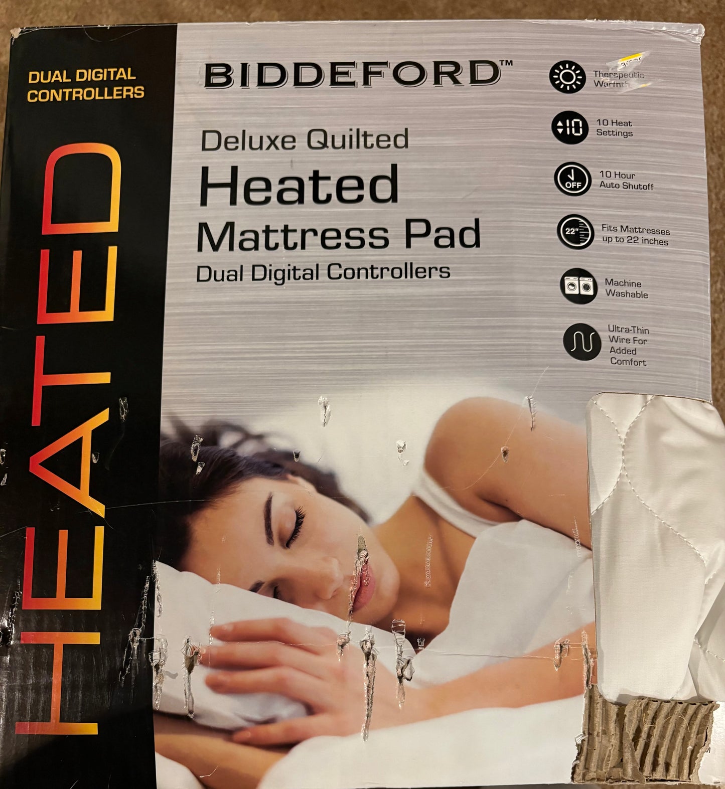 Biddeford King Electric Heated Quilted Mattress Pad, New