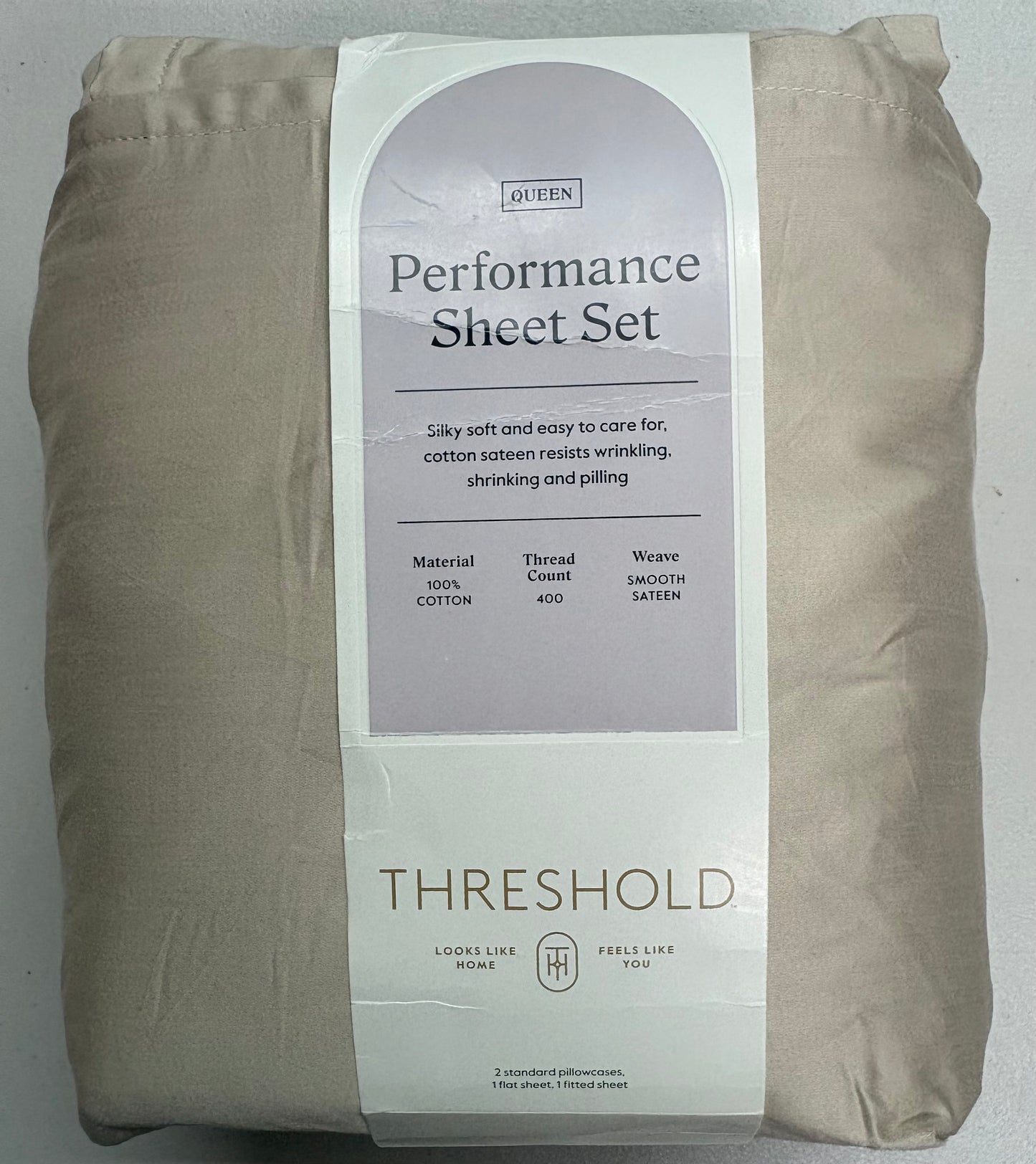 Threshold Queen Solid Performance Sheet Set, New