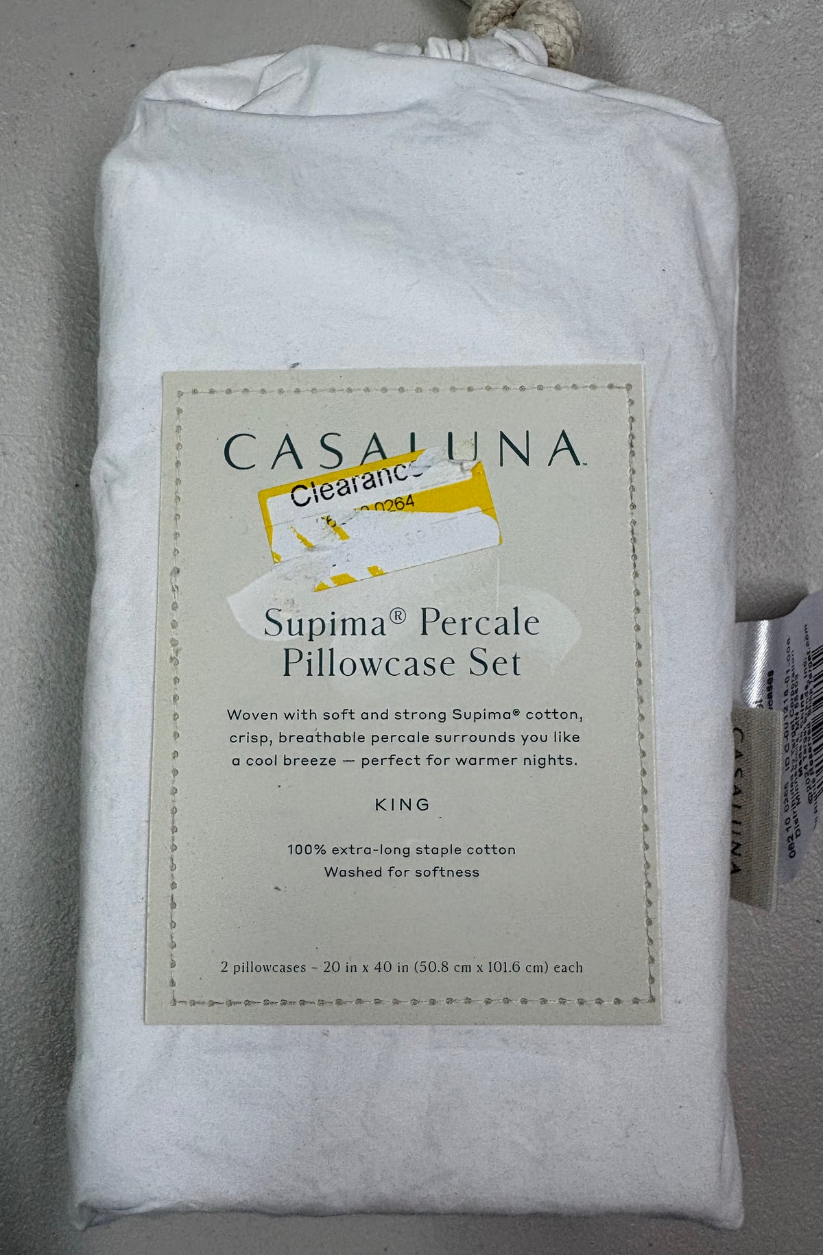 Casaluna King Supima Percale Pillowcase Set, New