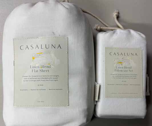 Casaluna King Linen Blend Sheet & Pillowcase Bundle, New