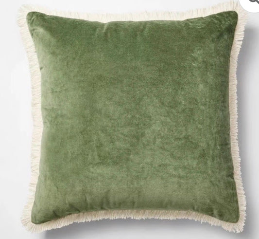 Threshold 24”x24” Oversized Velvet Fringe Throw Pillow Set, New