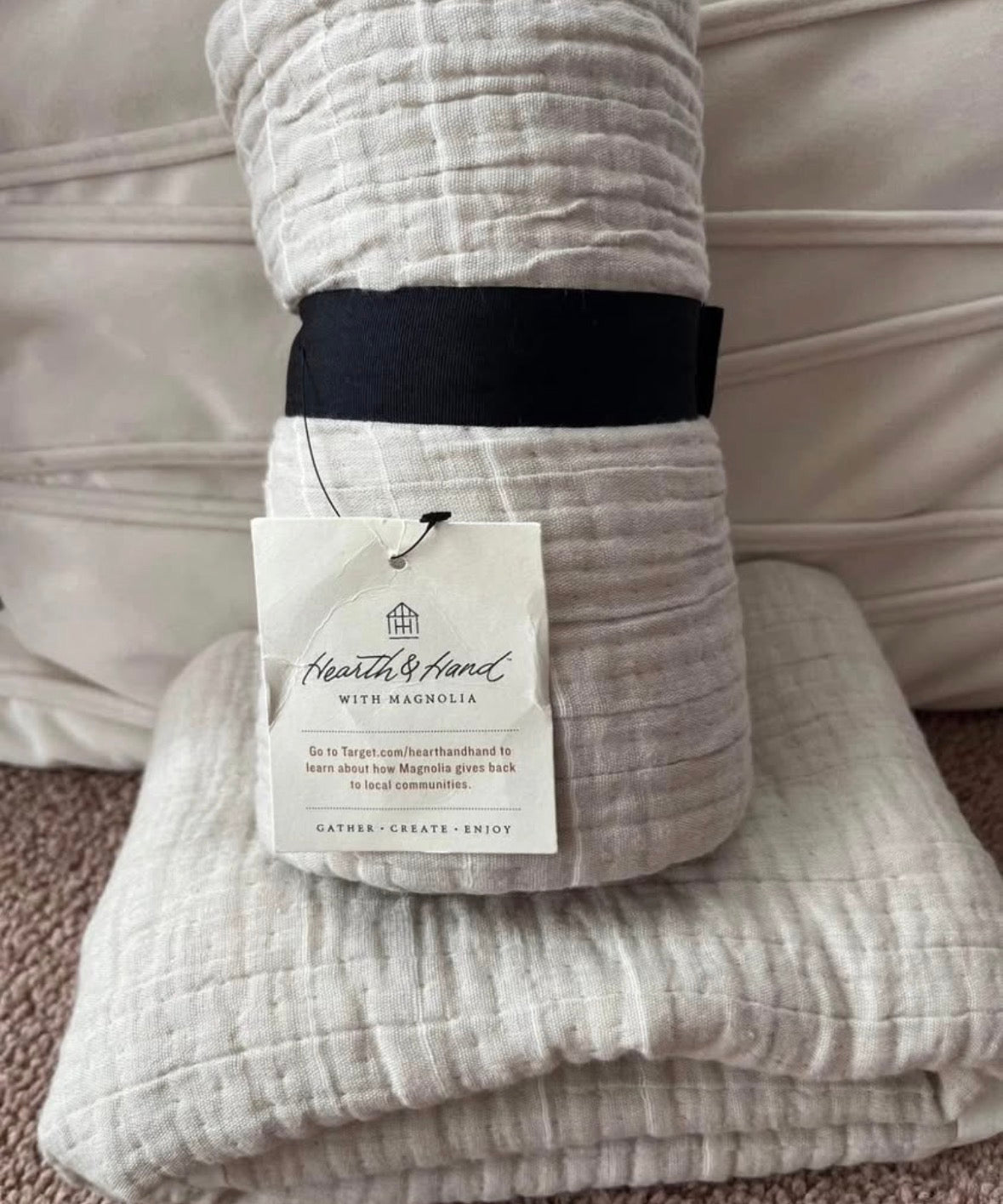 Hearth & Hand Standard Microstripe Pillow Shams Set, New