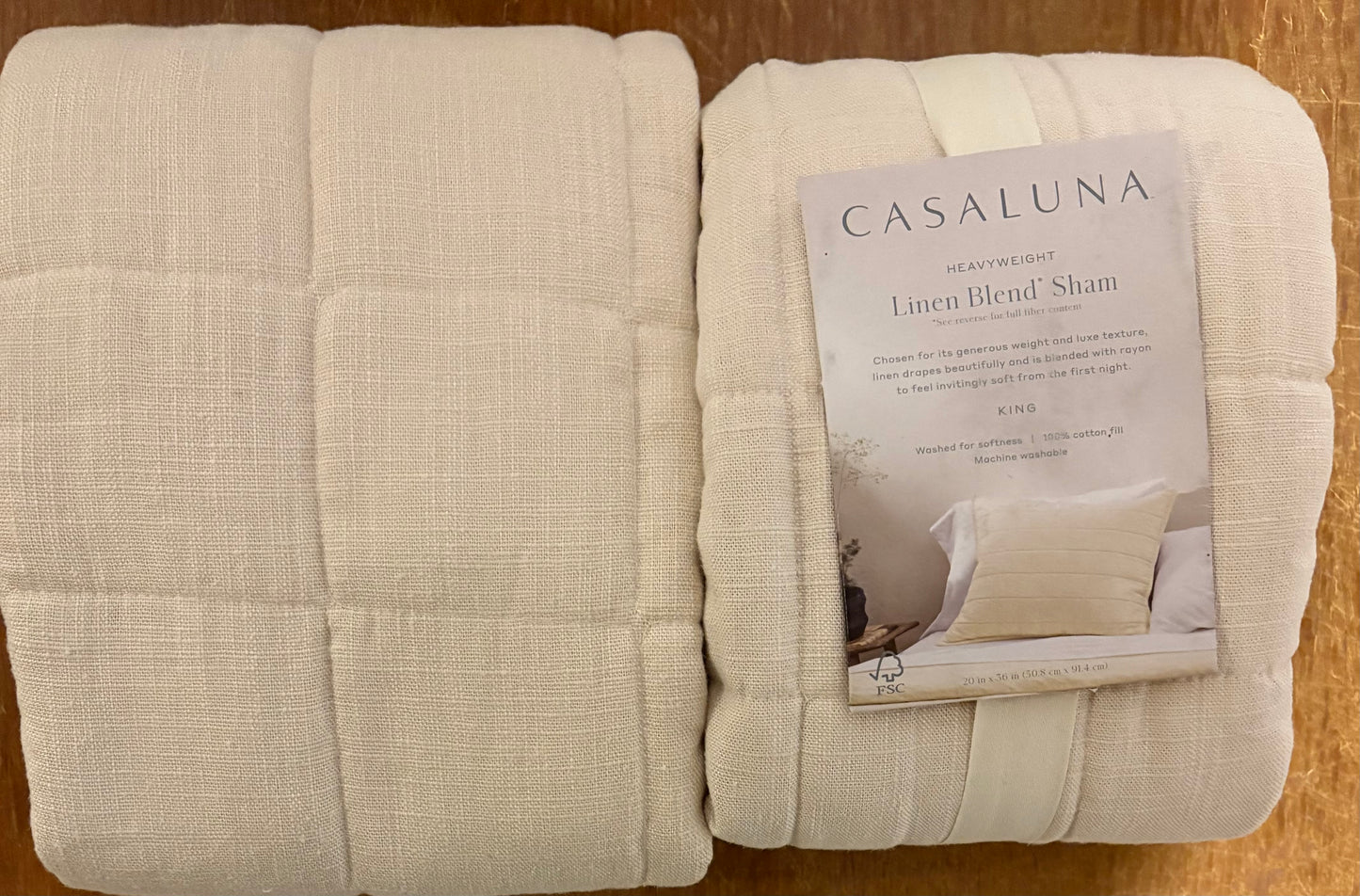Casaluna King Heavyweight Linen Blend Pillow Sham Set, New