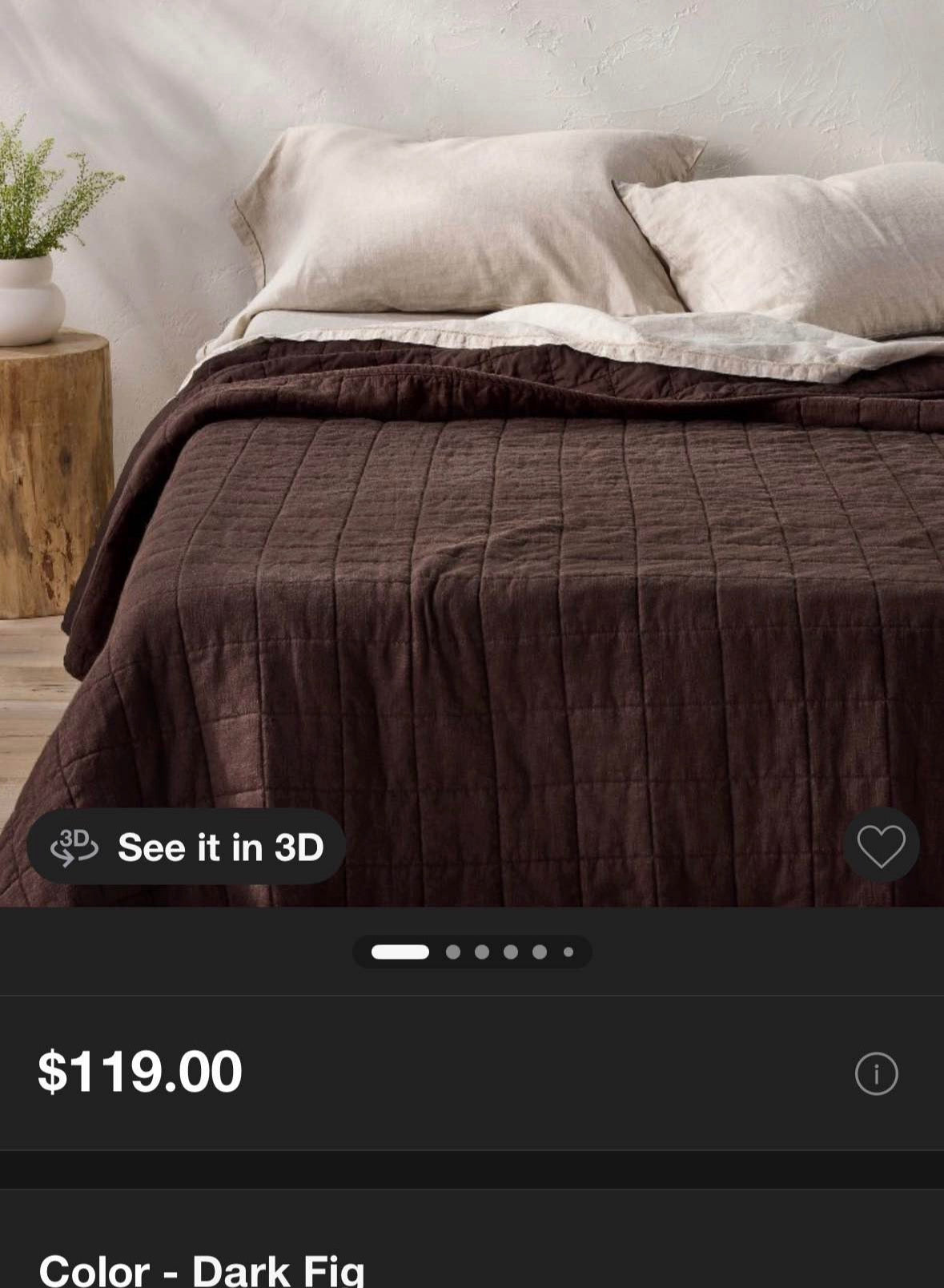 Casaluna Full/Queen Heavyweight Linen Blend Quilt, New