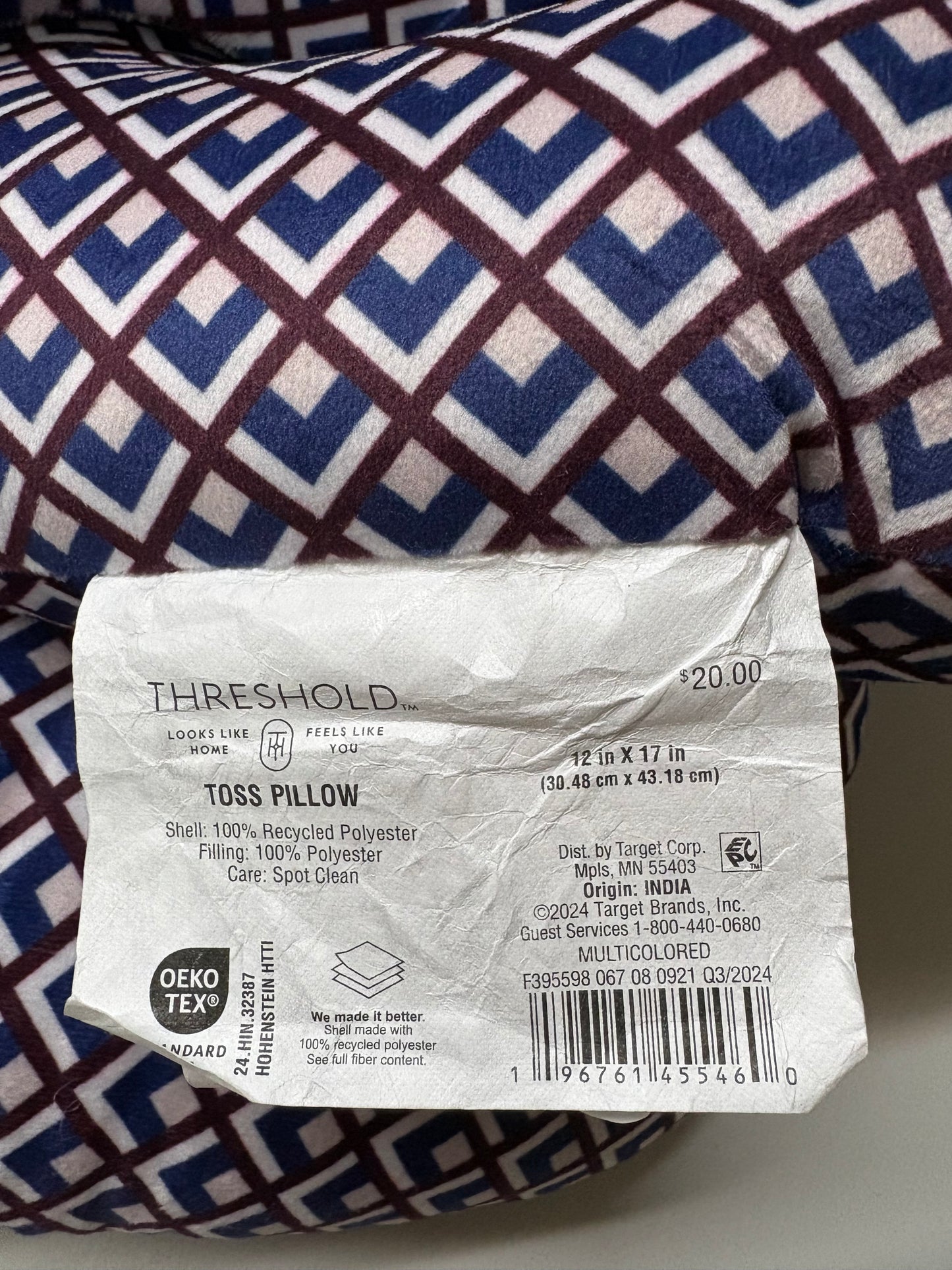 Threshold 12”x17” Knot Fabric Throw Pillow, New