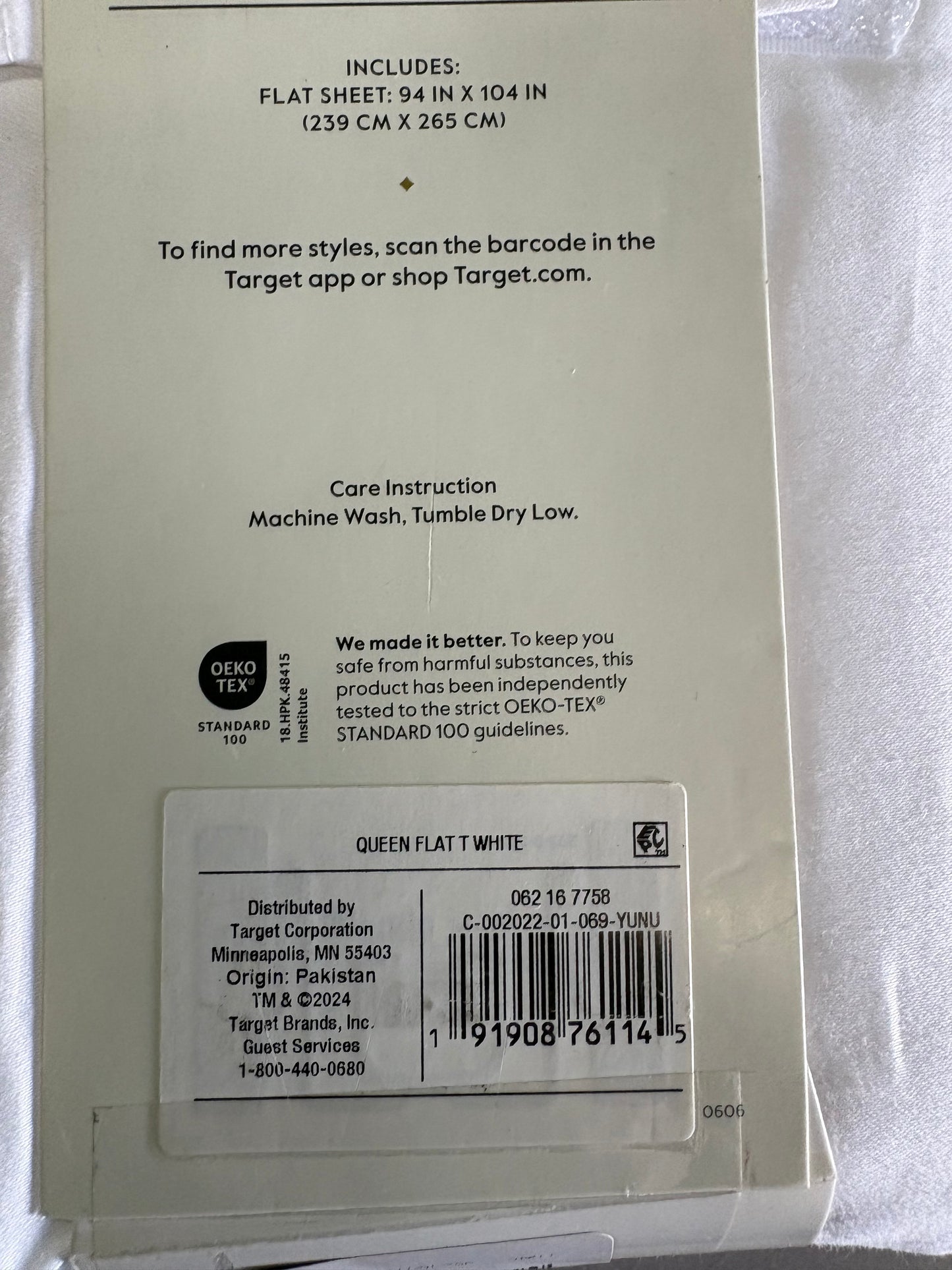 Threshold Queen Performance Flat Sheet, New