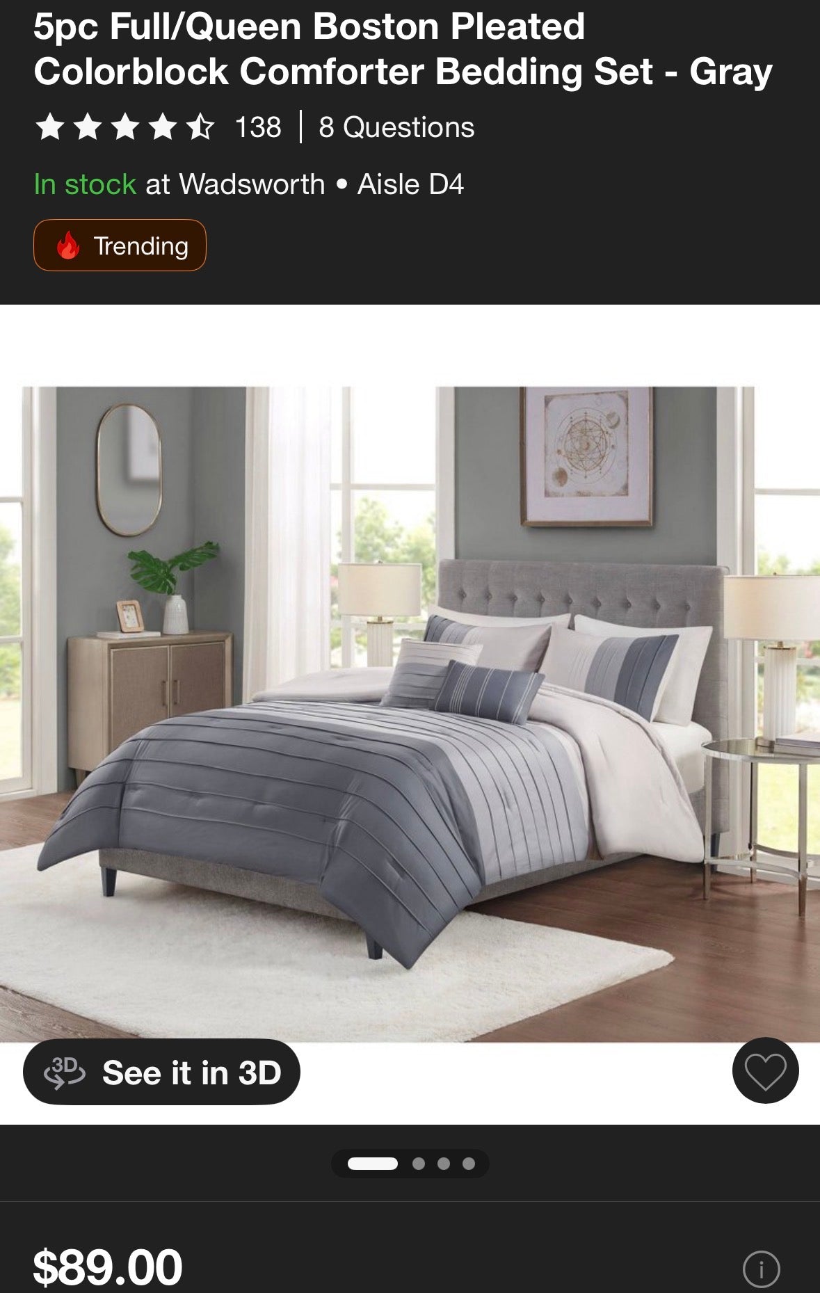 Boston Full/Queen Color Block Comforter Set, New