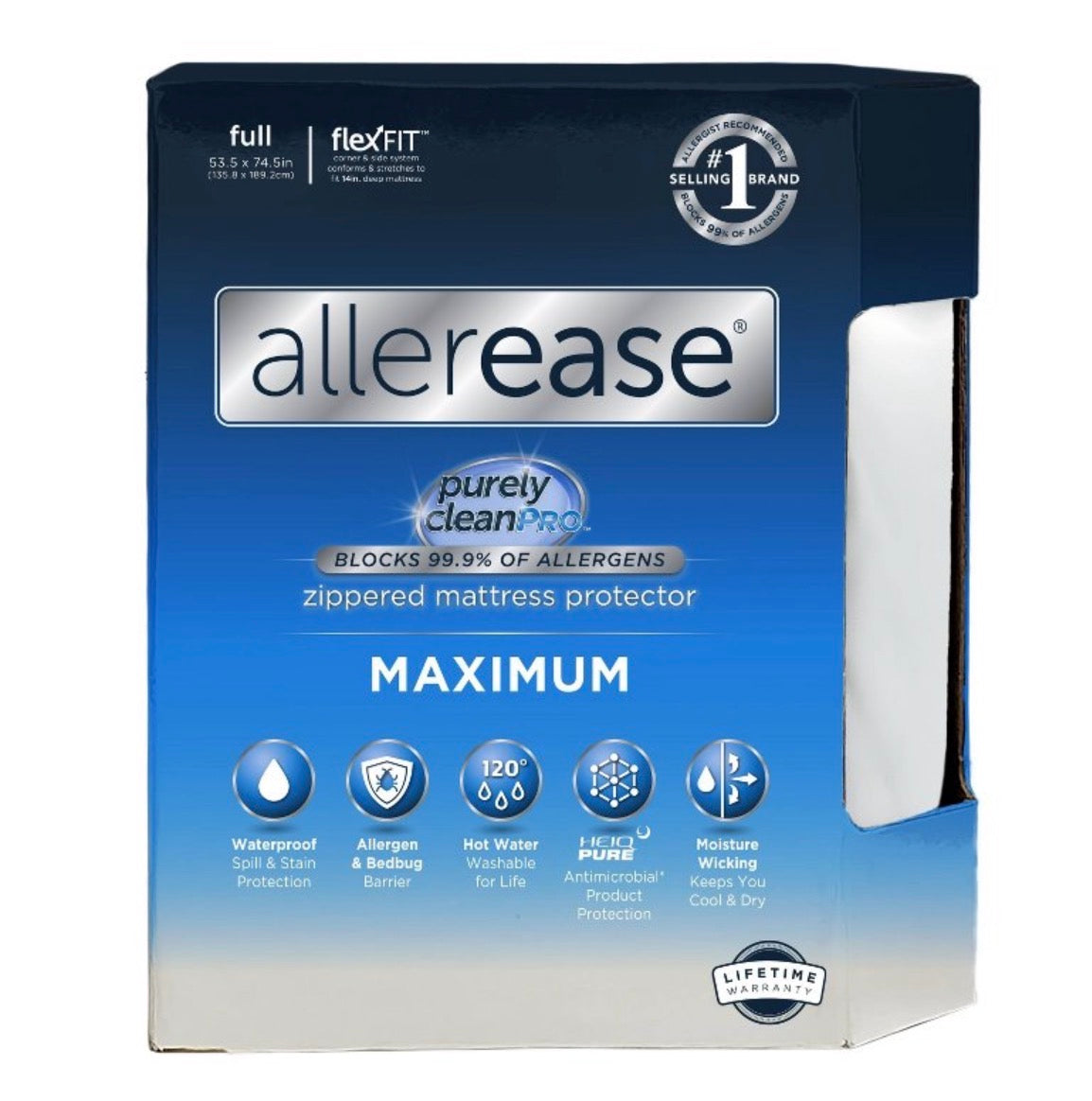 Allerease Full Maximum Zippered Mattress Protector, New