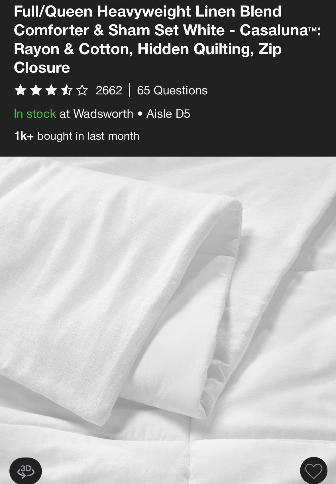 Casaluna Full/Queen Heavyweight Linen Blend Comforter Set, New