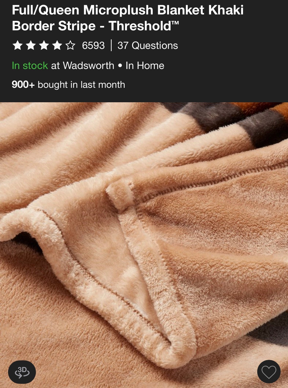 Threshold Full/Queen Microplush Bed Blanket, New