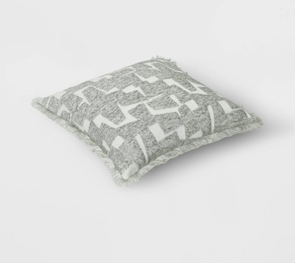 Threshold 18"x18" Geometric Patterned Velvet Square Throw Pillow, New