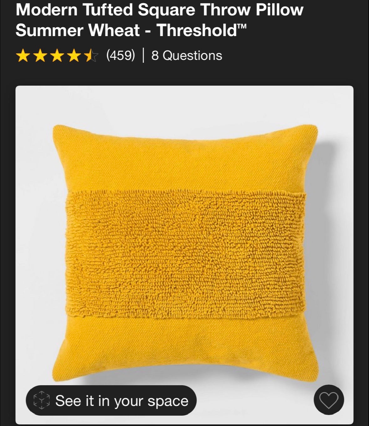 Threshold 18”x18” Modern Tufted Throw Pillow Set, New