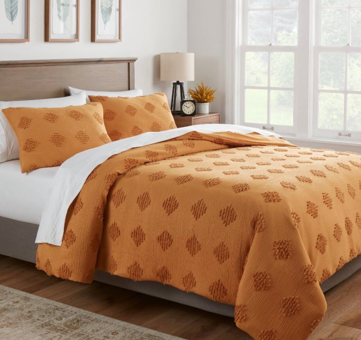 Threshold King Tufted Diamond Crinkle Duvet Set, New