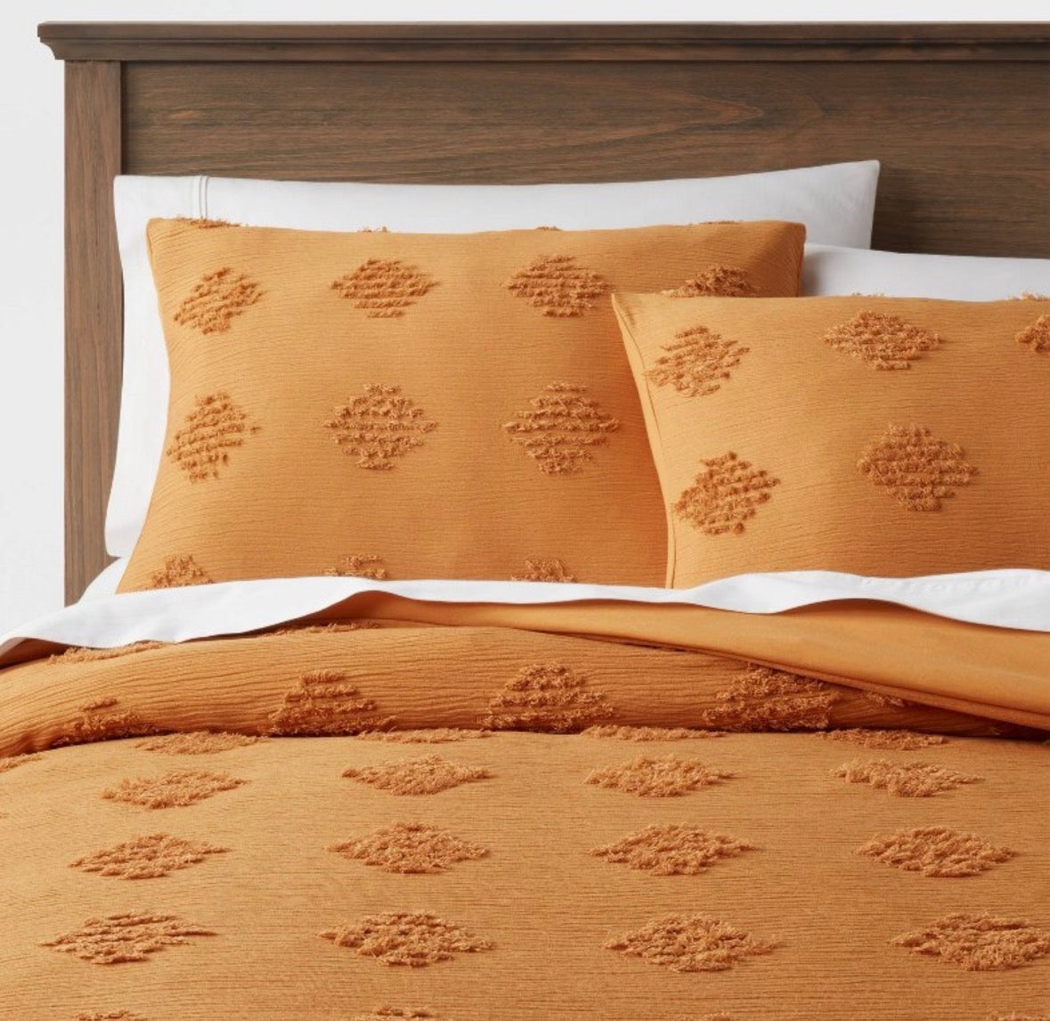 Threshold King Tufted Diamond Crinkle Duvet Set, New