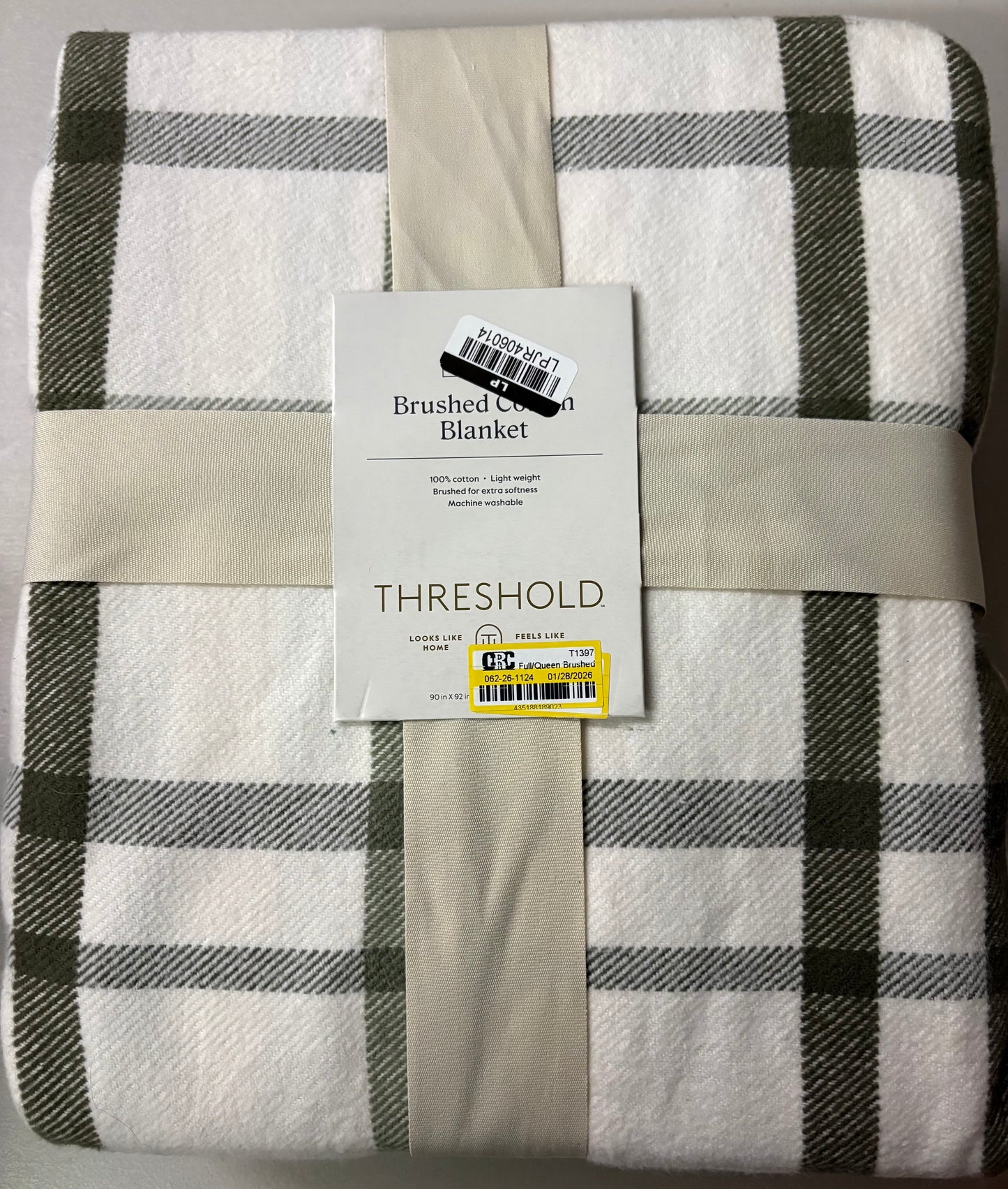Threshold Full/Queen Brushed Cotton Bed Blanket, New