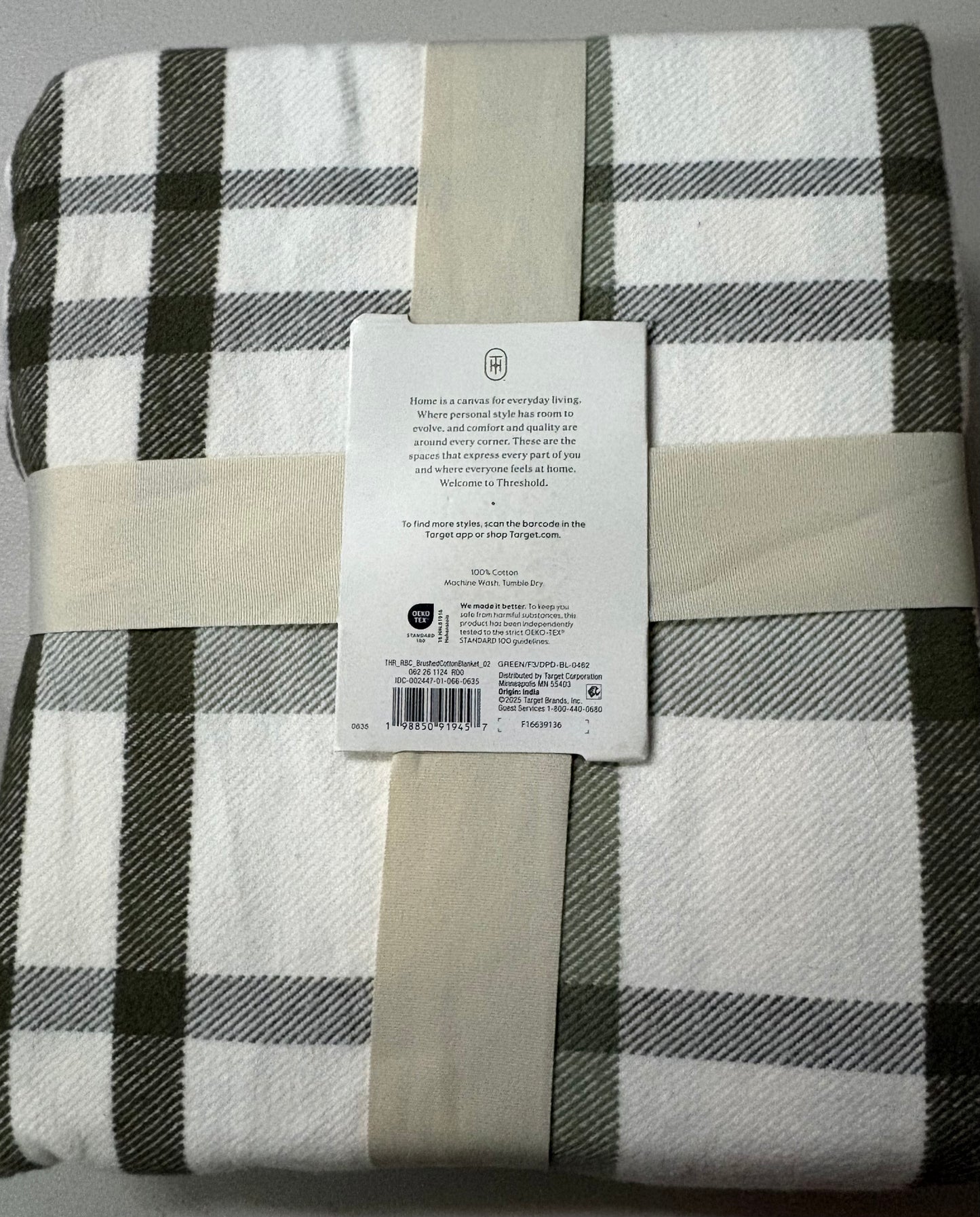 Threshold Full/Queen Brushed Cotton Bed Blanket, New