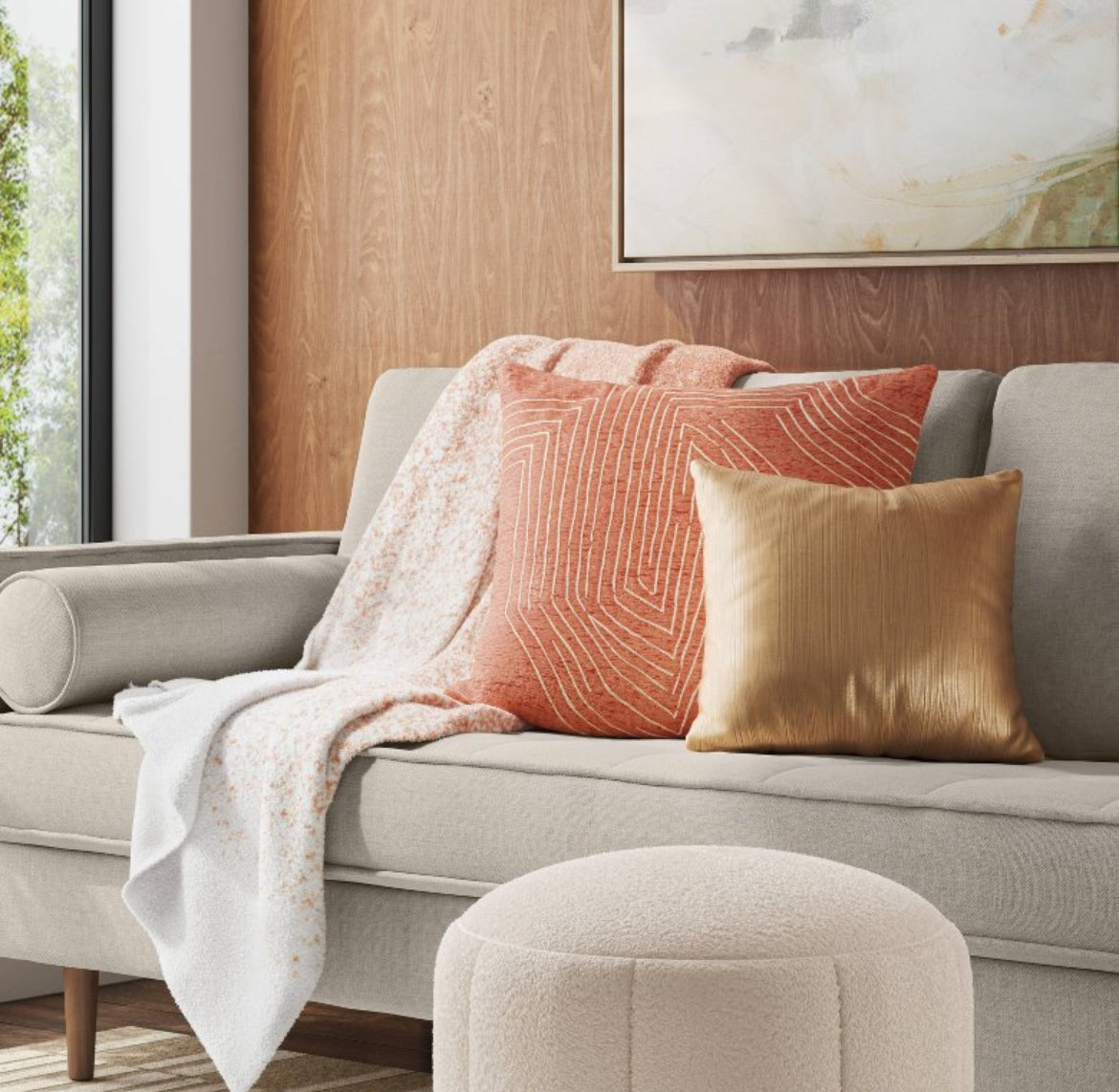 Threshold 24"x24" Oversized Geometric Metallic Velvet Throw Pillow, New