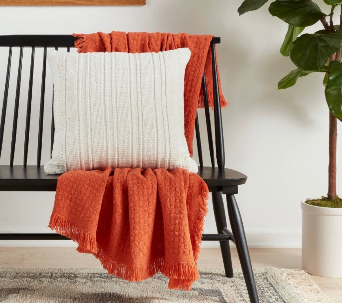 Threshold 24”x24” Oversized Woven Throw Pillow Set, New